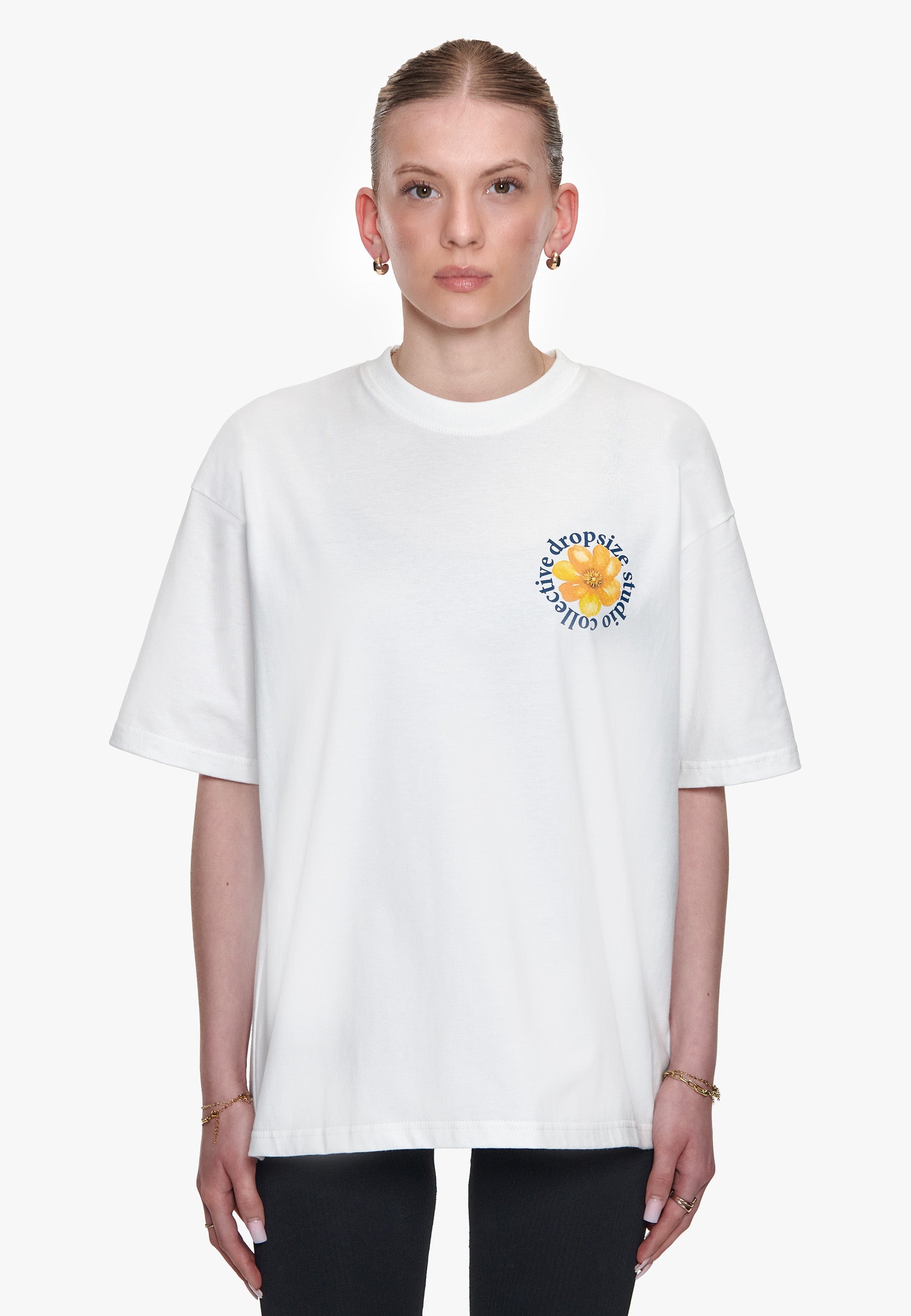 HEAVY OVERSIZE FLOWER T-SHIRT CREAM WHITE