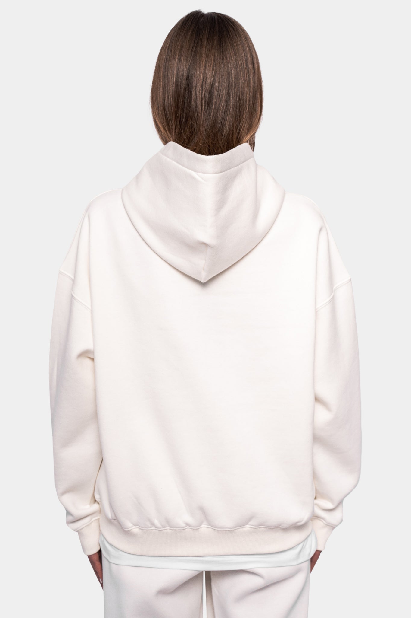 SUPER HEAVY OVERSIZE LOGO ZIP HOODIE CREAM WHITE