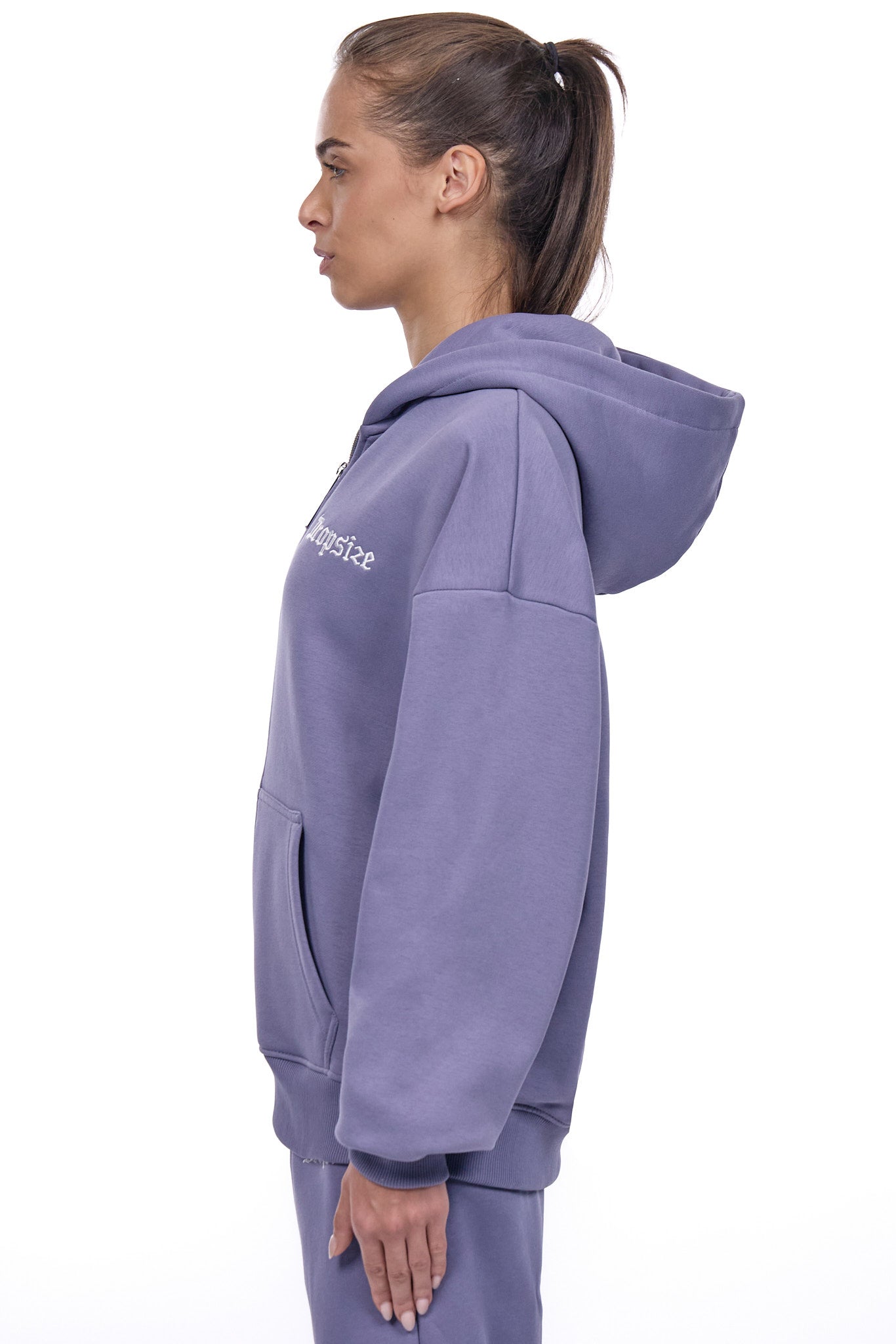 WOMENS BASIC ZIP HOODIE BLUE GRANITE