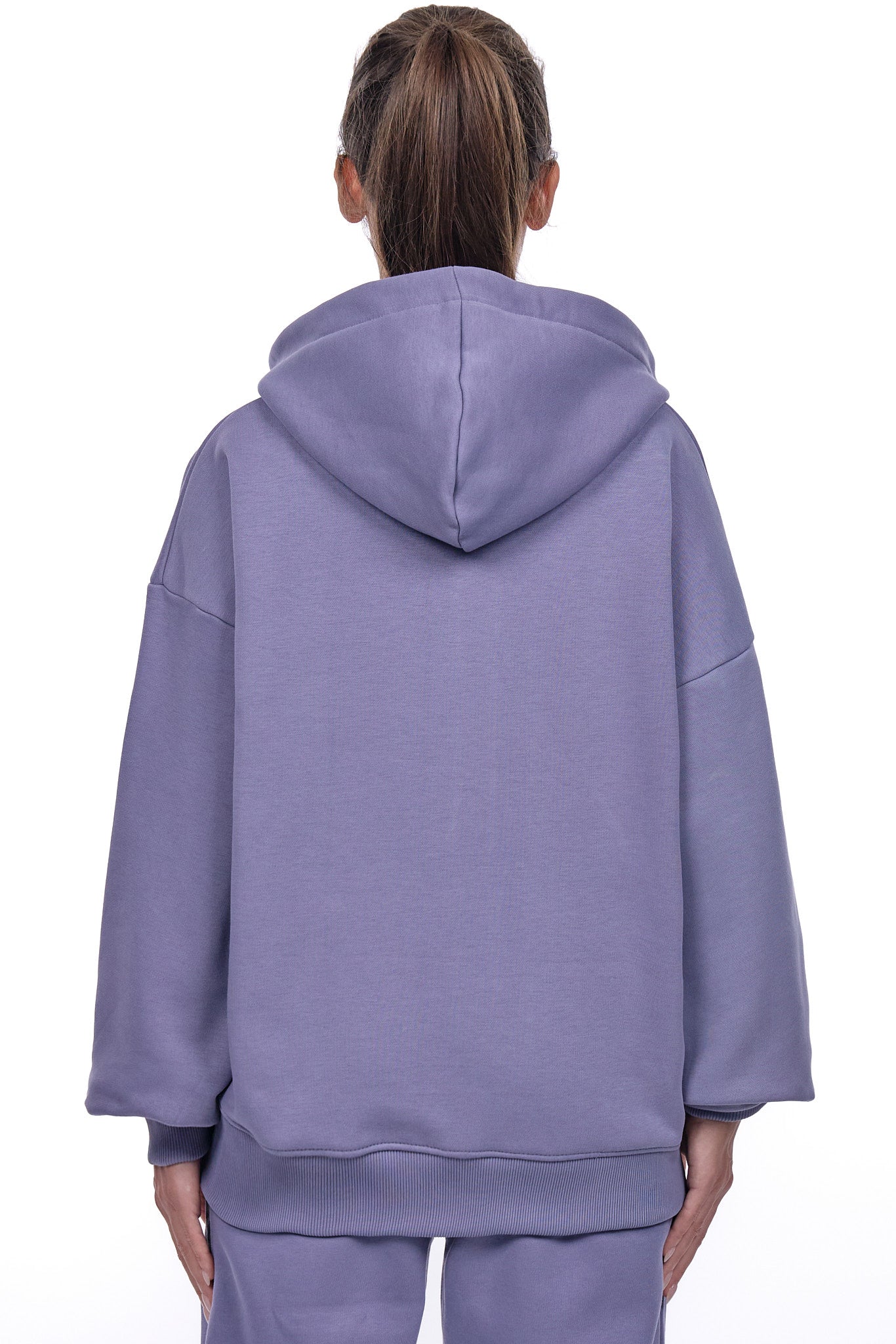 WOMENS BASIC ZIP HOODIE BLUE GRANITE