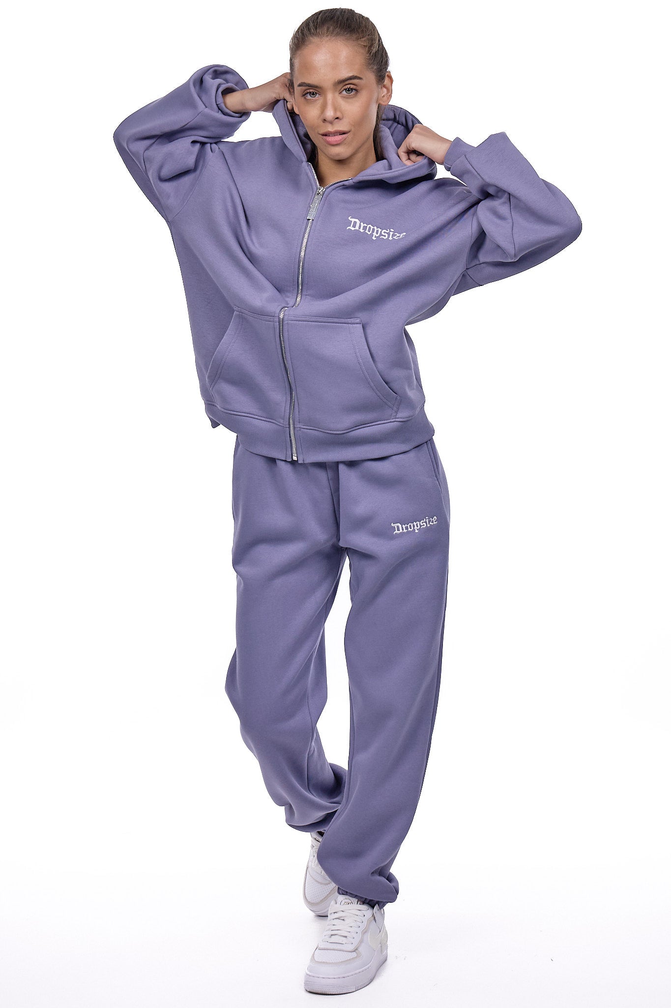 WOMENS BASIC ZIP HOODIE BLUE GRANITE