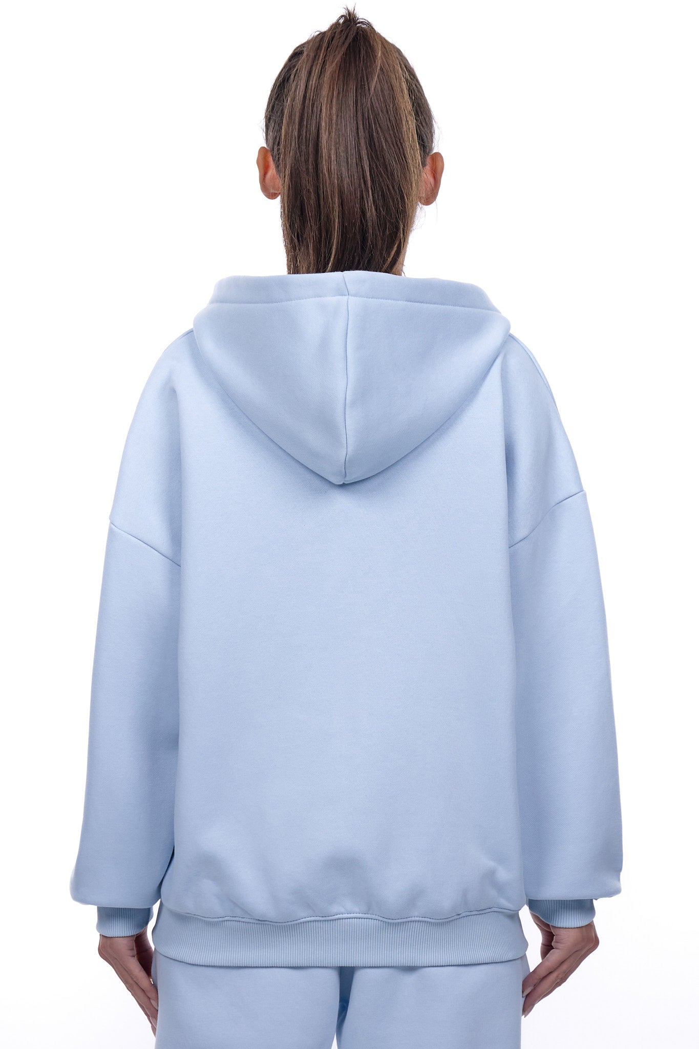 WOMENS BASIC ZIP HOODIE BABY BLUE