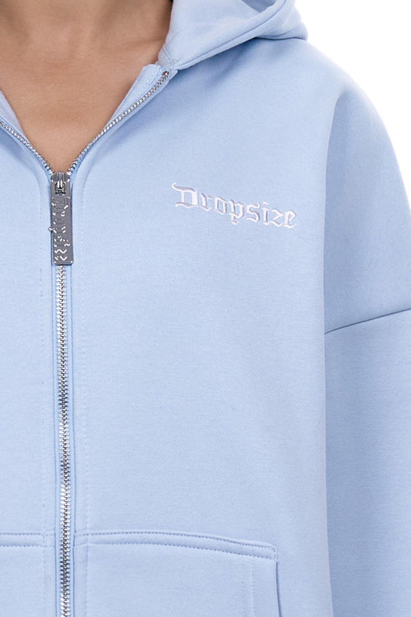 WOMENS BASIC ZIP HOODIE BABY BLUE