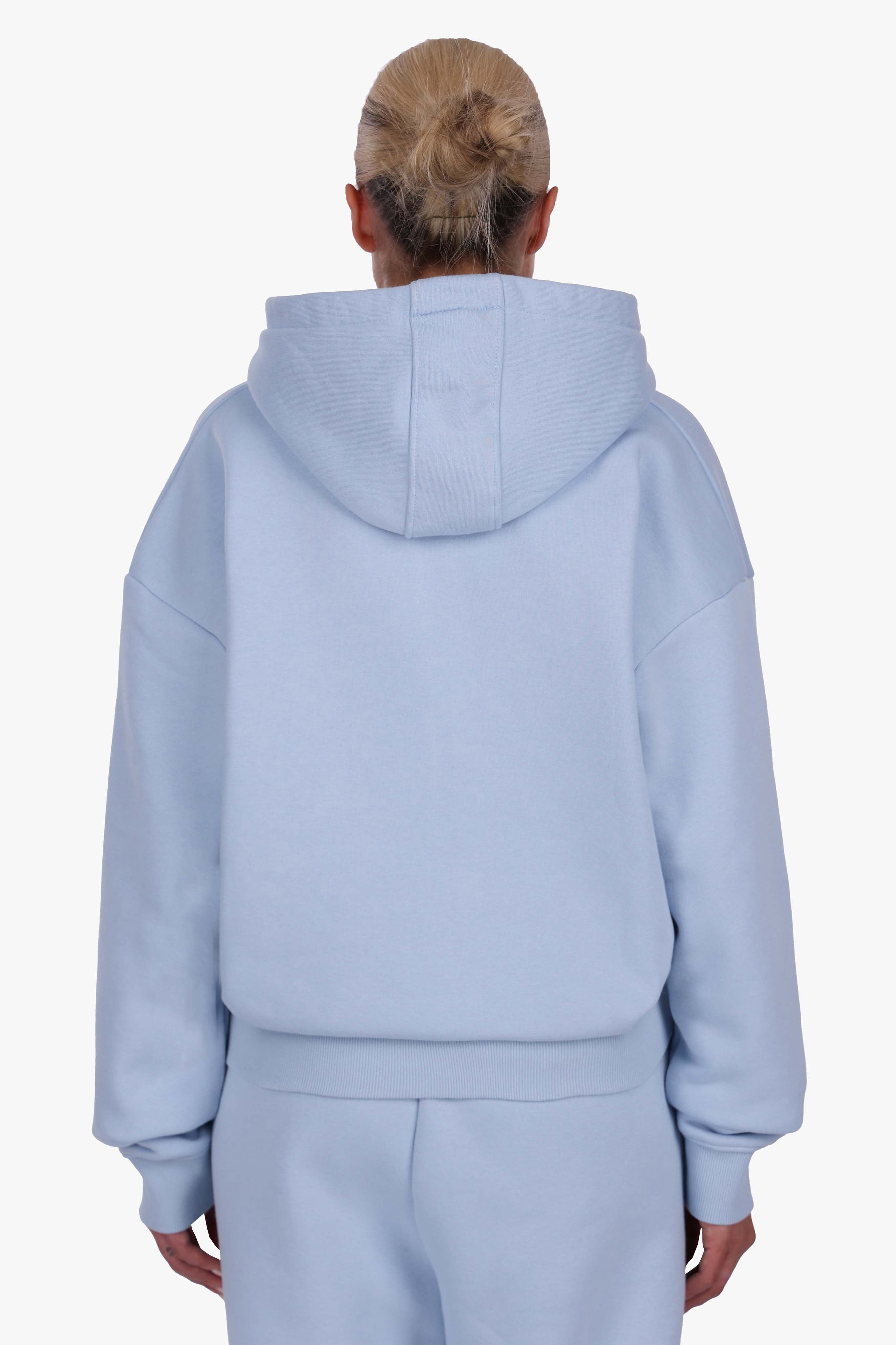 WOMEN BASIC COZY ZIP-HOODIE BABY BLUE