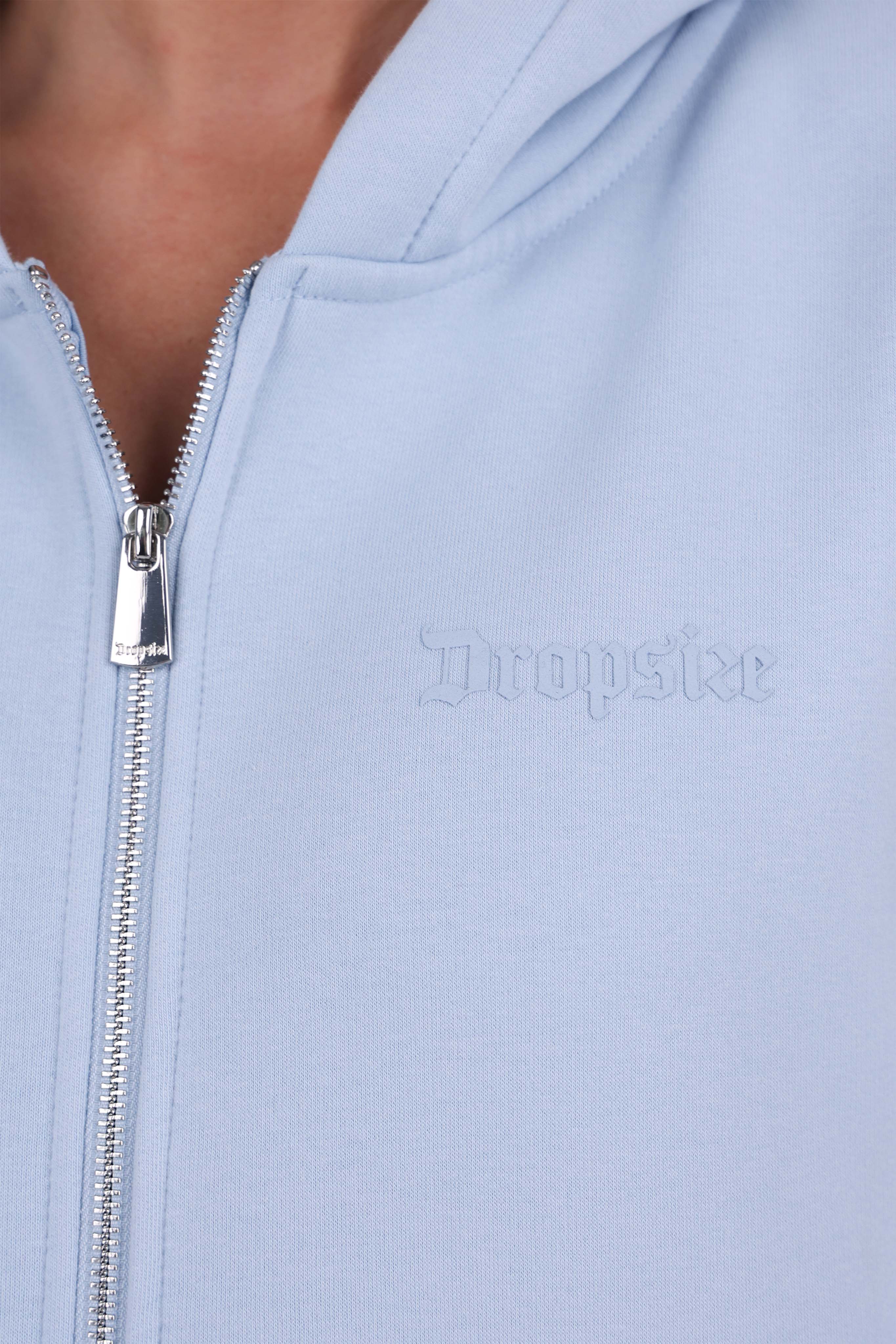 WOMEN BASIC COZY ZIP-HOODIE BABY BLUE