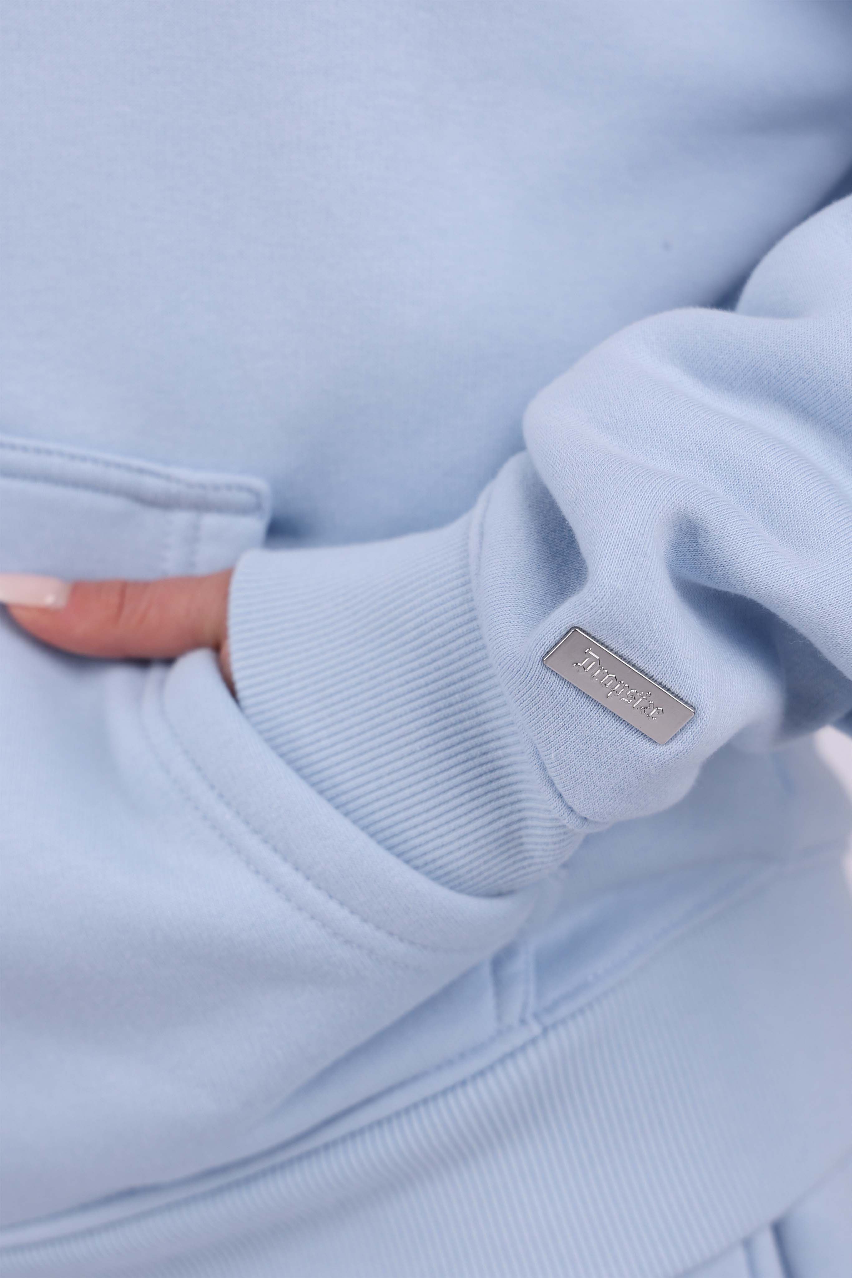 WOMEN BASIC COZY ZIP-HOODIE BABY BLUE