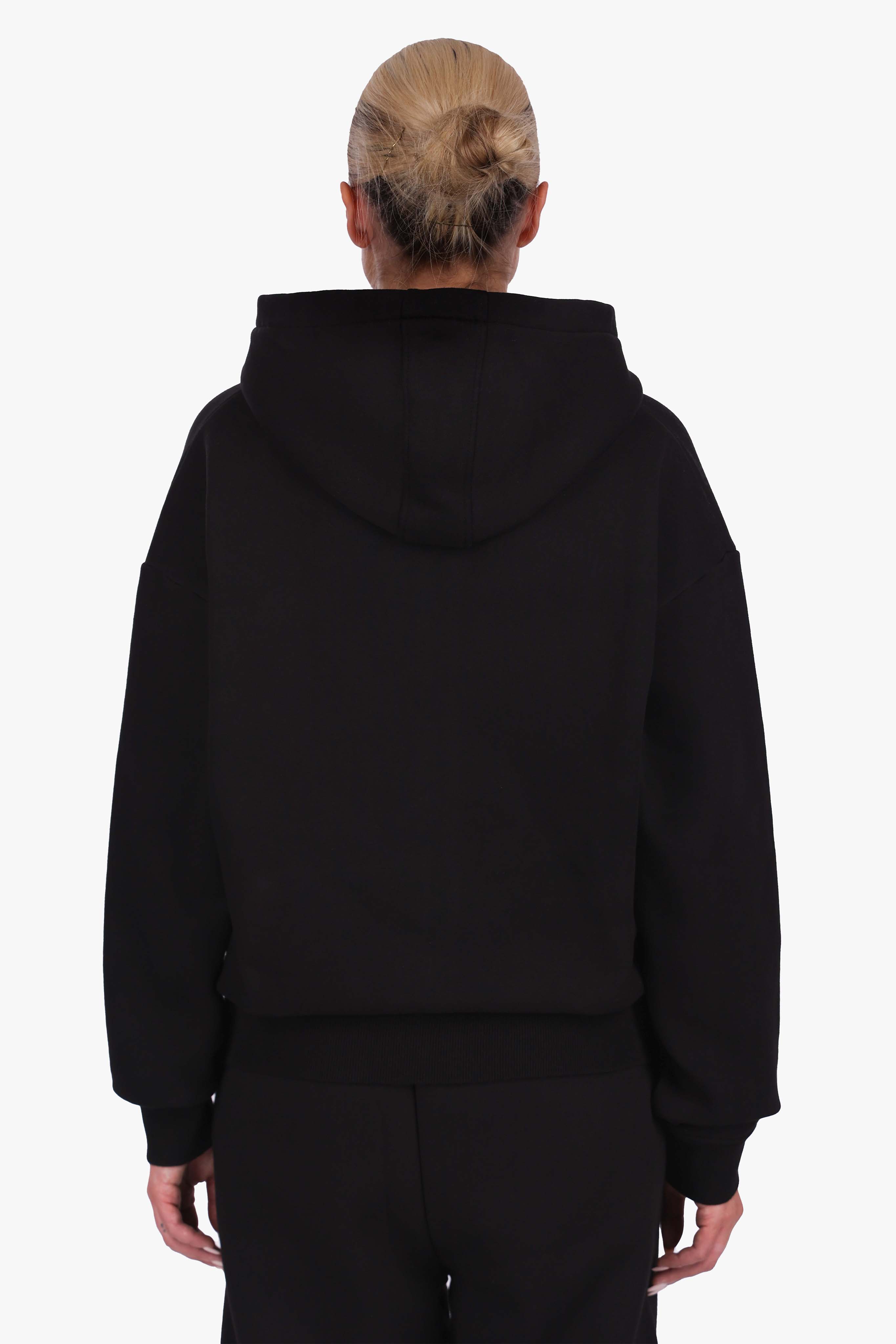 WOMEN BASIC COZY ZIP-HOODIE BLACK