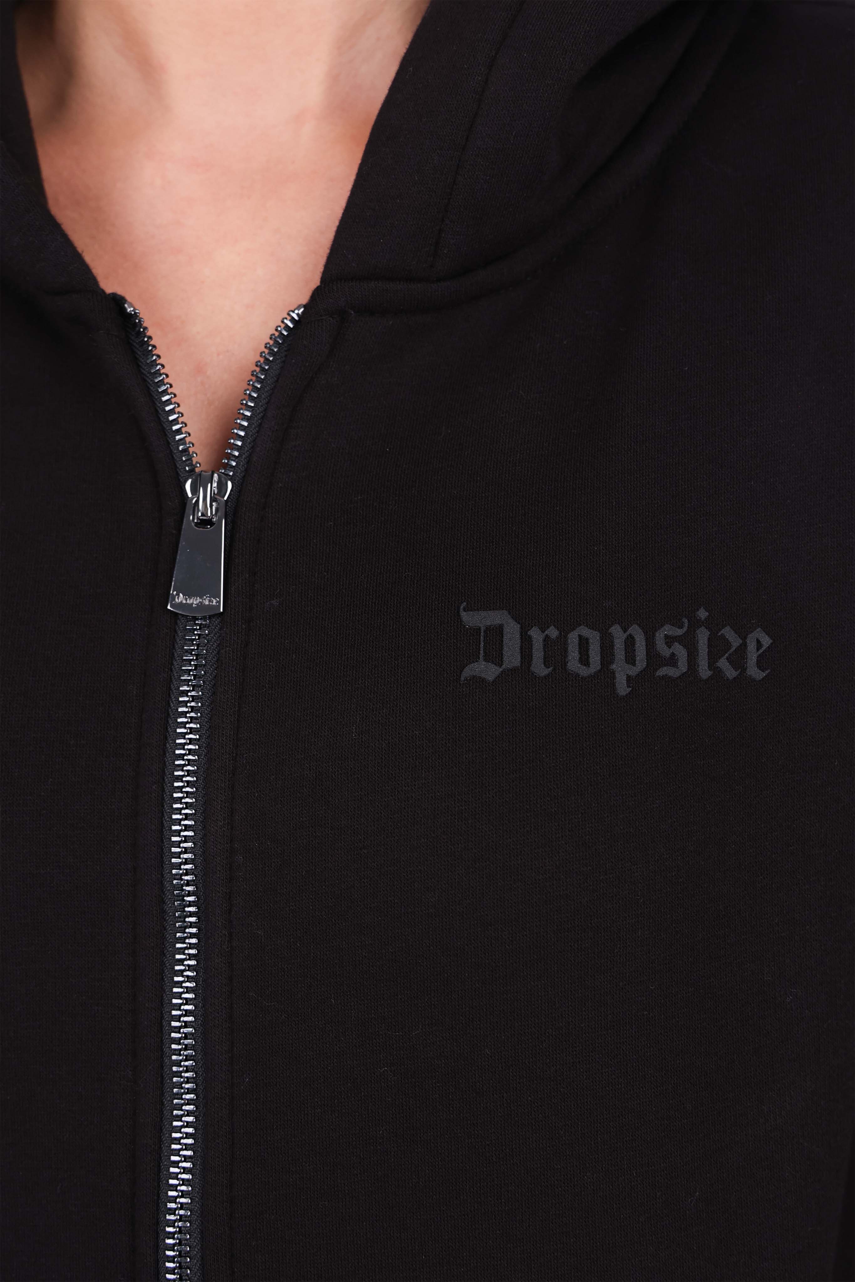 WOMEN BASIC COZY ZIP-HOODIE BLACK