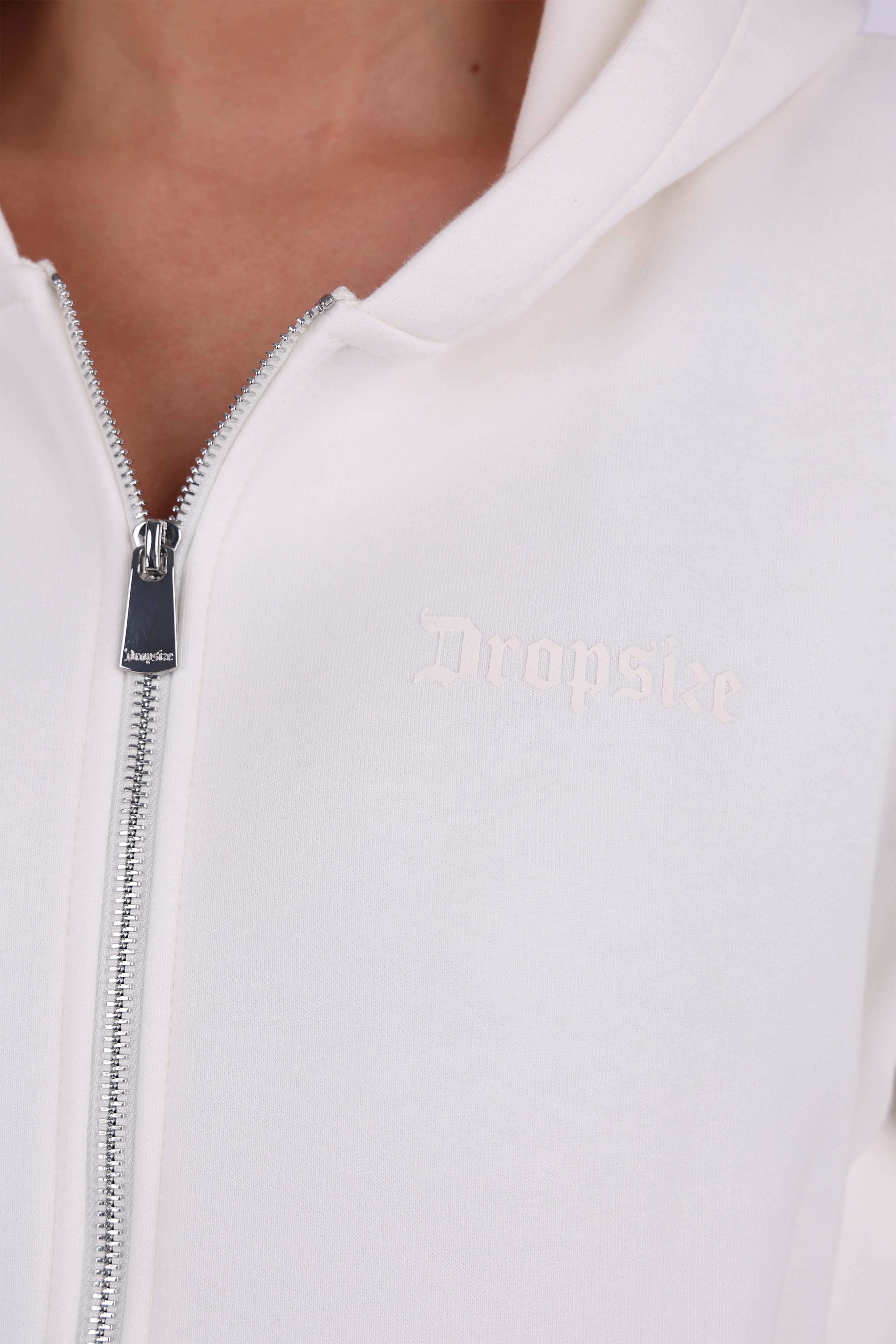 WOMEN BASIC COZY ZIP-HOODIE CREAM WHITE