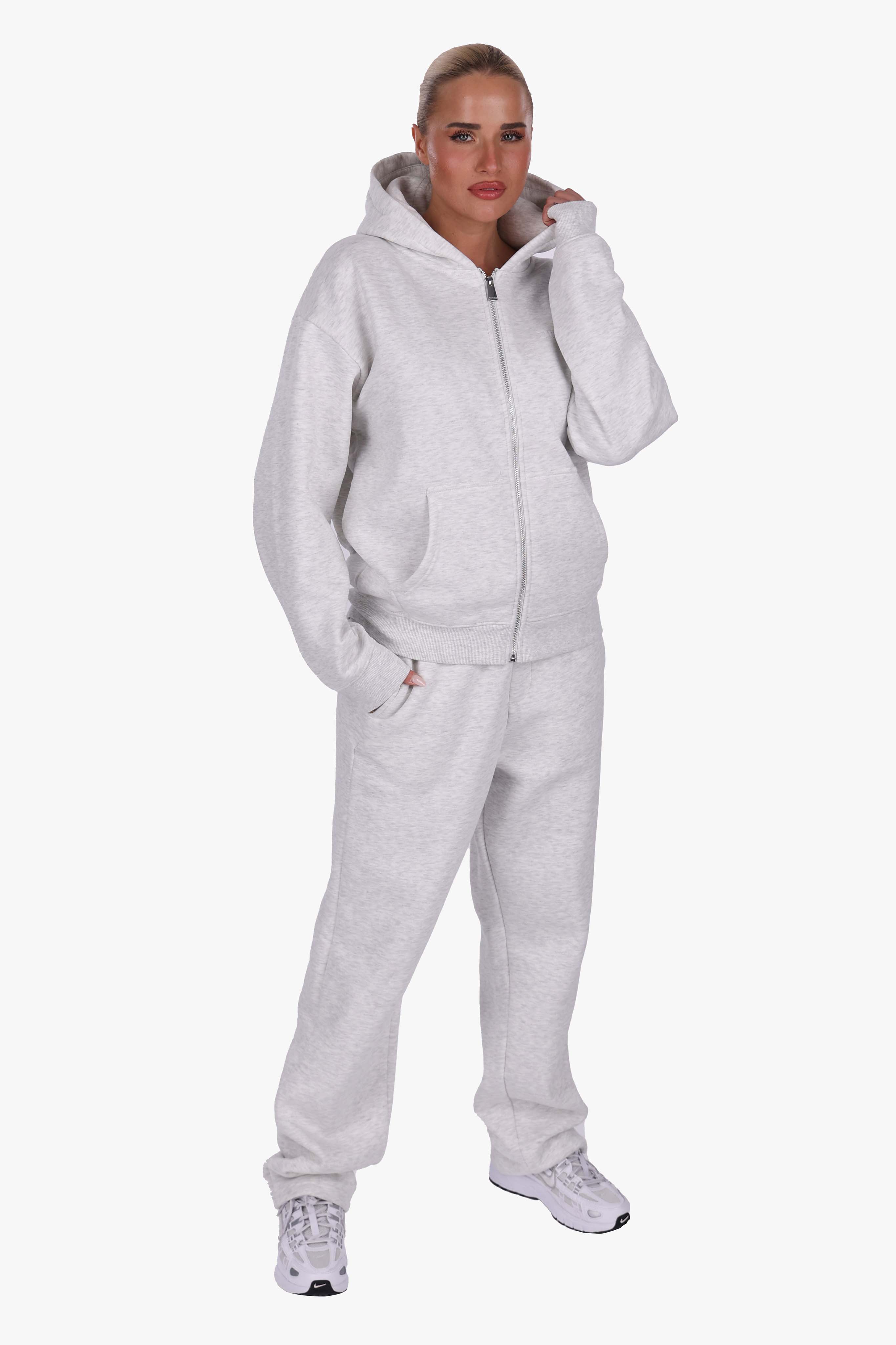 WOMEN BASIC COZY ZIP-HOODIE GREY MELANGE