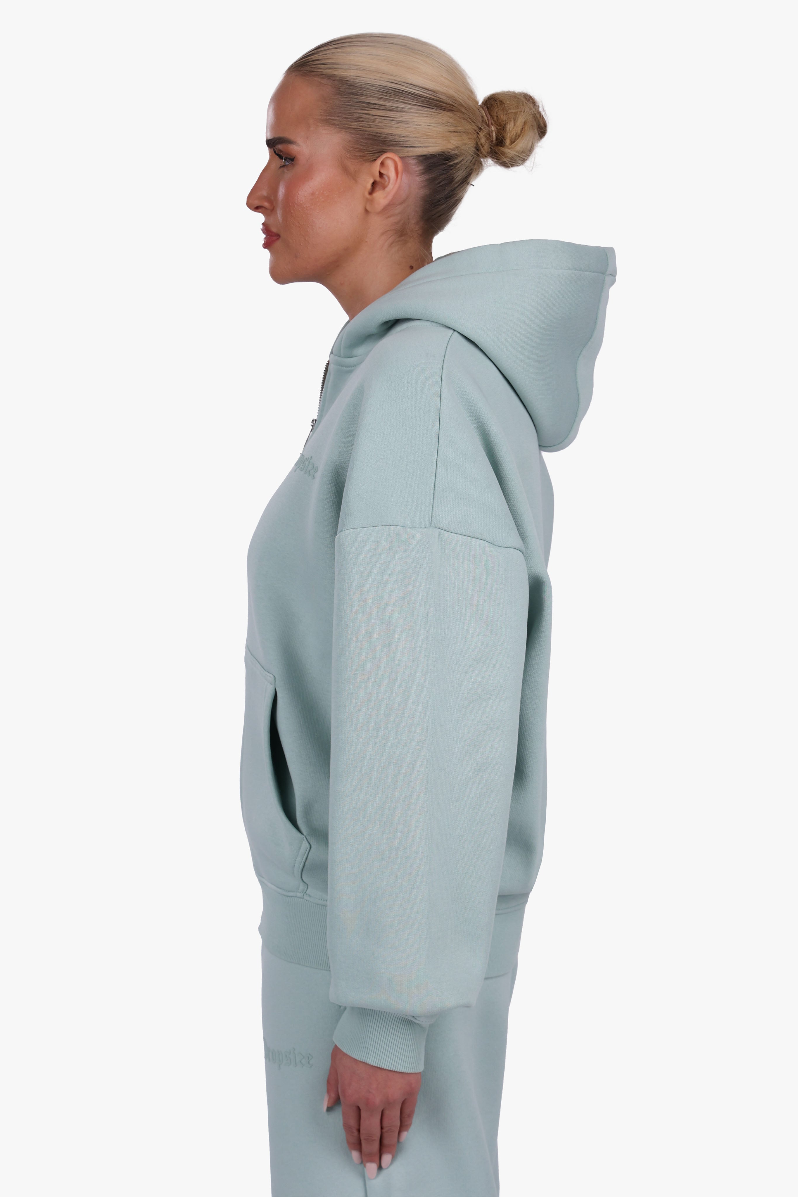 WOMEN BASIC COZY ZIP-HOODIE MINT