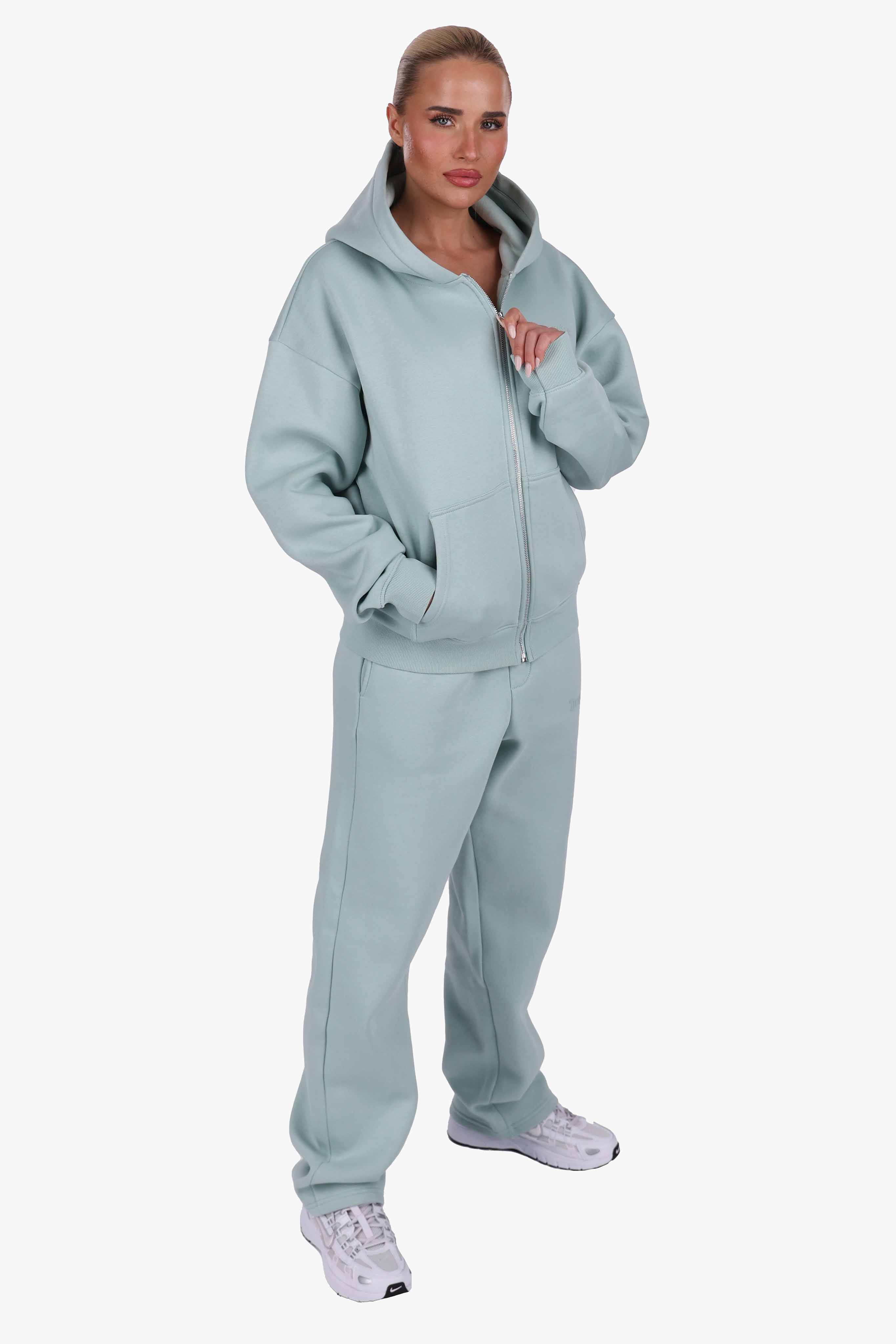 WOMEN BASIC COZY ZIP-HOODIE MINT