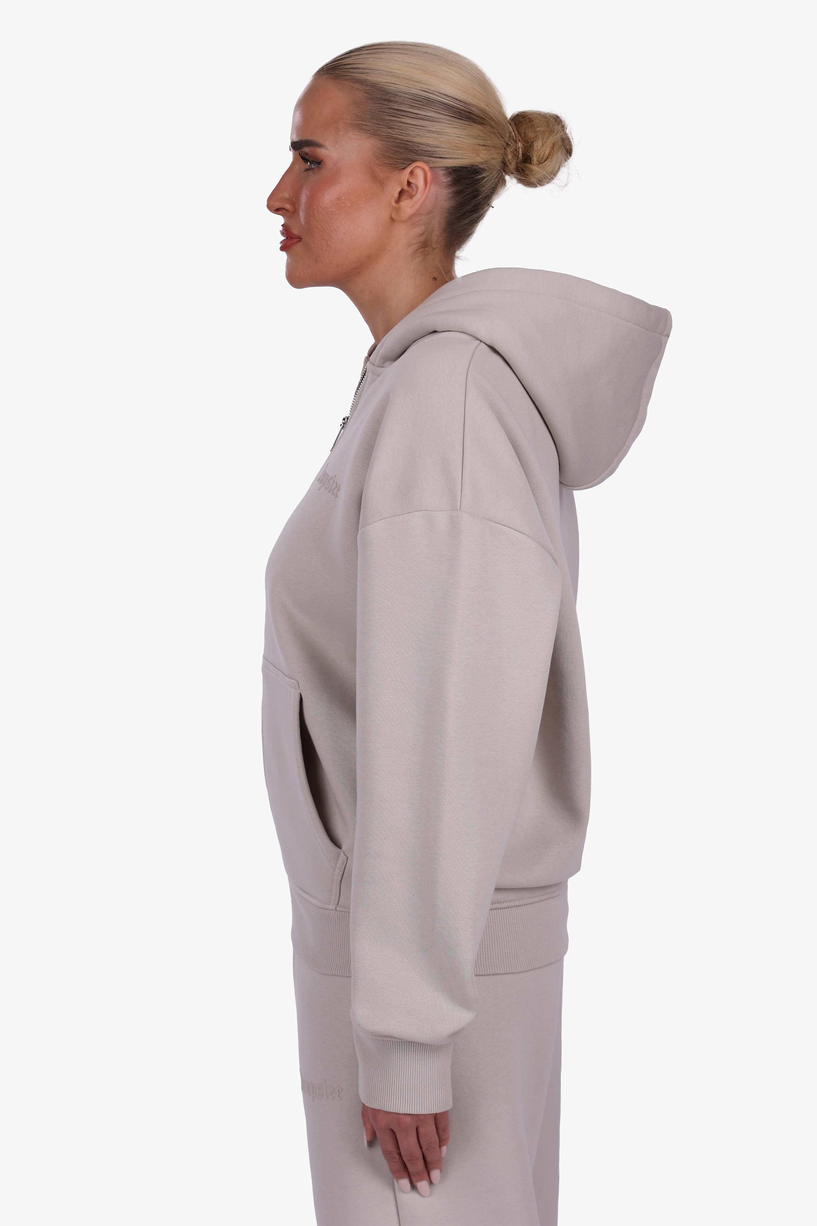 WOMEN BASIC COZY ZIP-HOODIE MOON BEAN