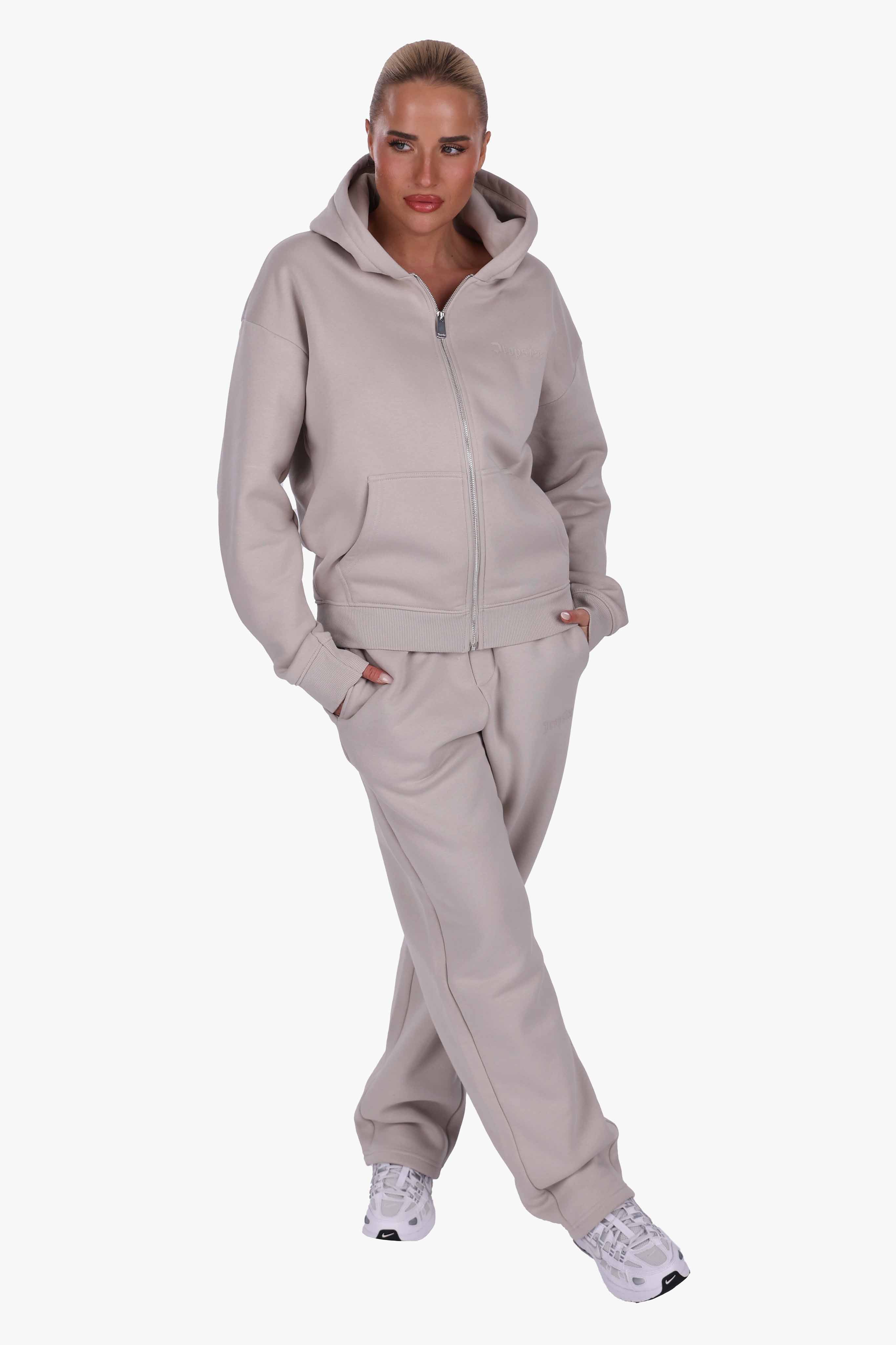 WOMEN BASIC COZY ZIP-HOODIE MOON BEAN