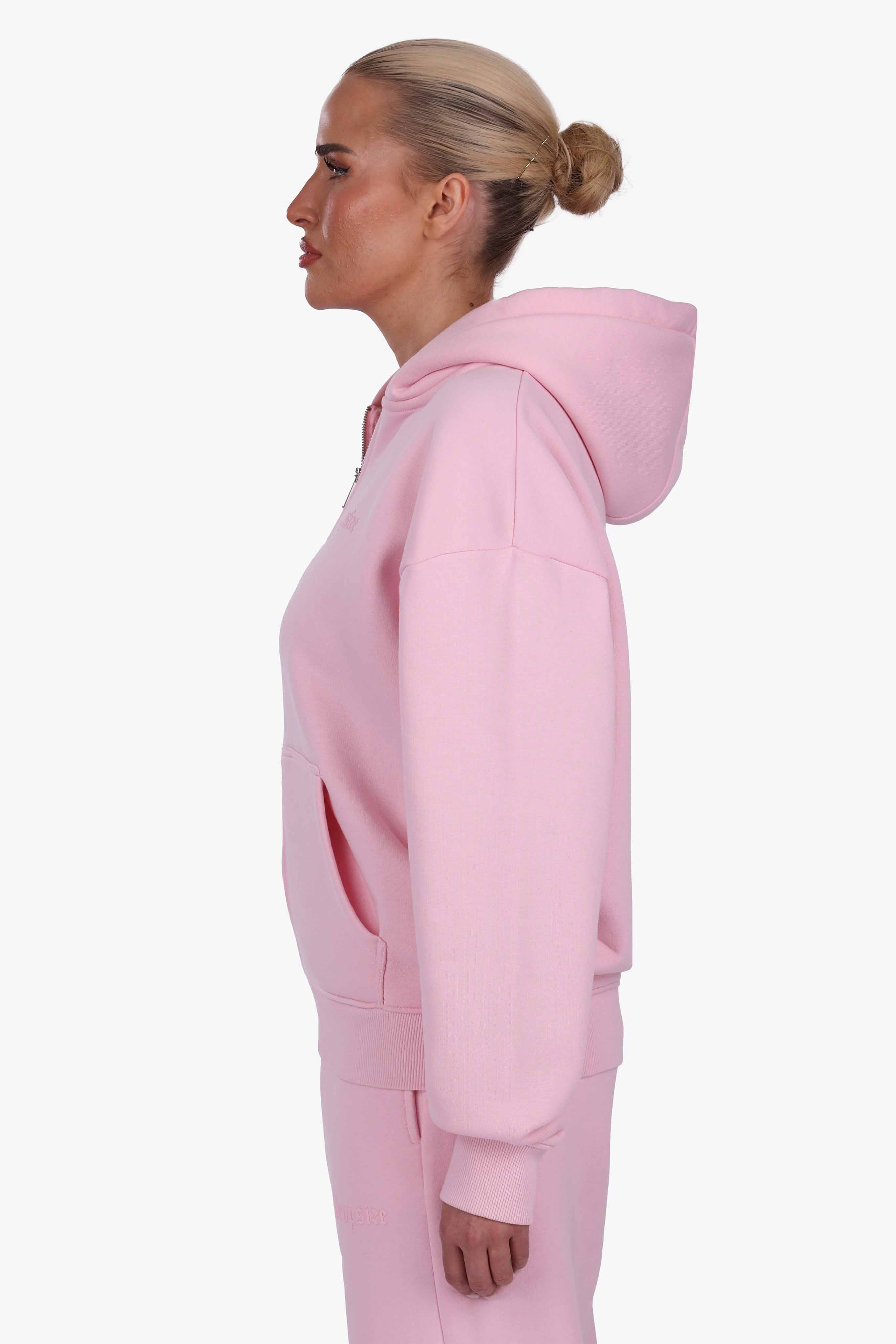 WOMEN BASIC COZY ZIP-HOODIE PINK