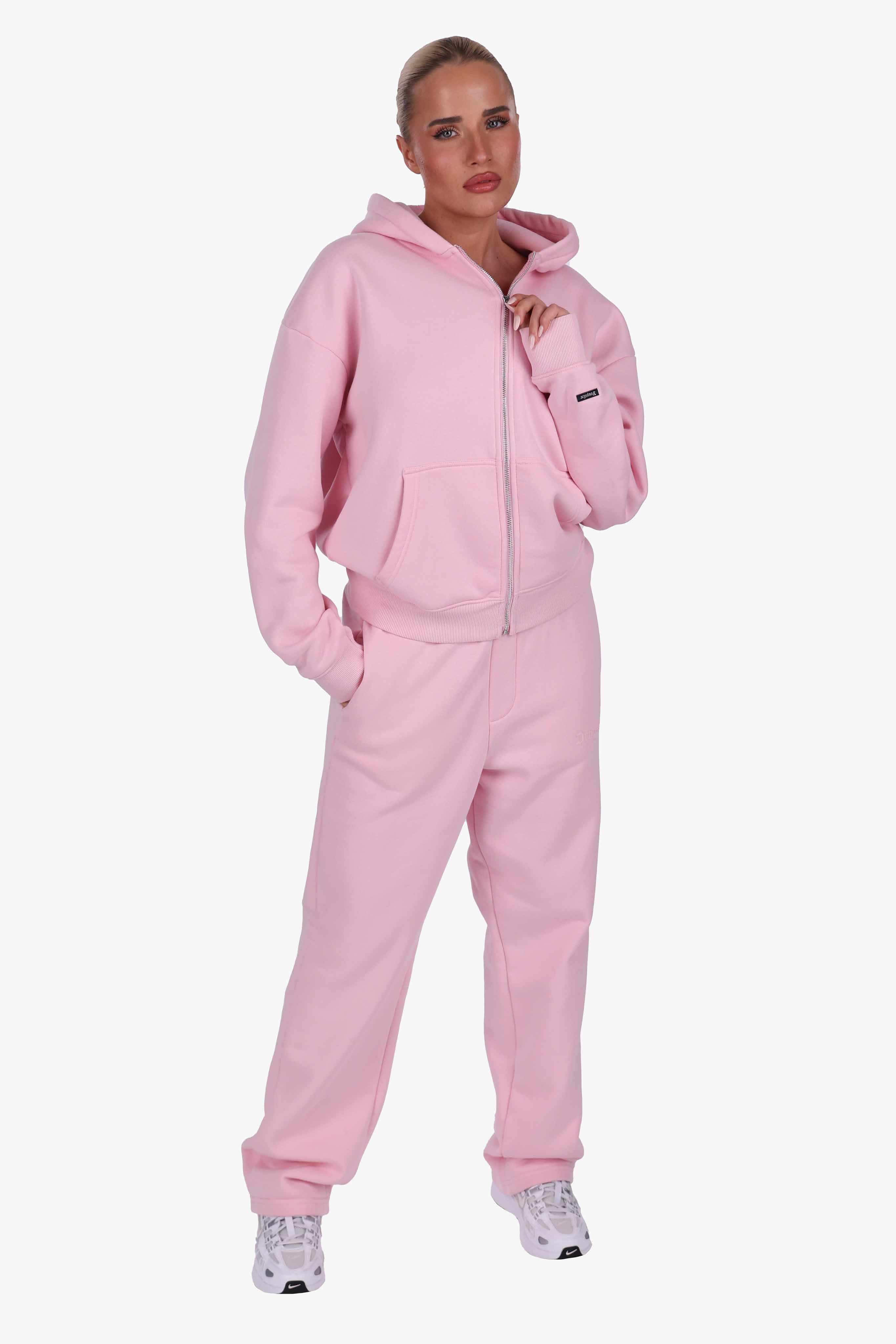 WOMEN BASIC COZY ZIP-HOODIE PINK