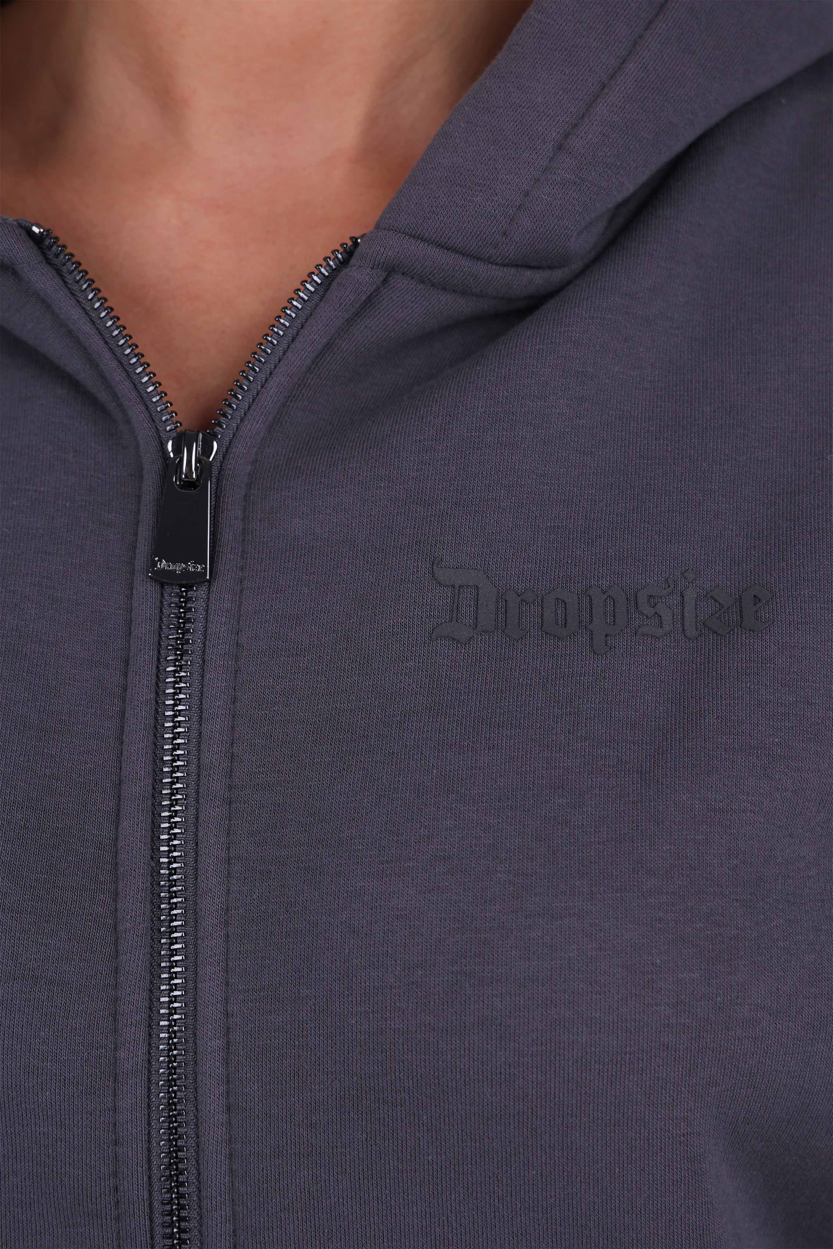 WOMEN BASIC COZY ZIP-HOODIE STEEL GREY