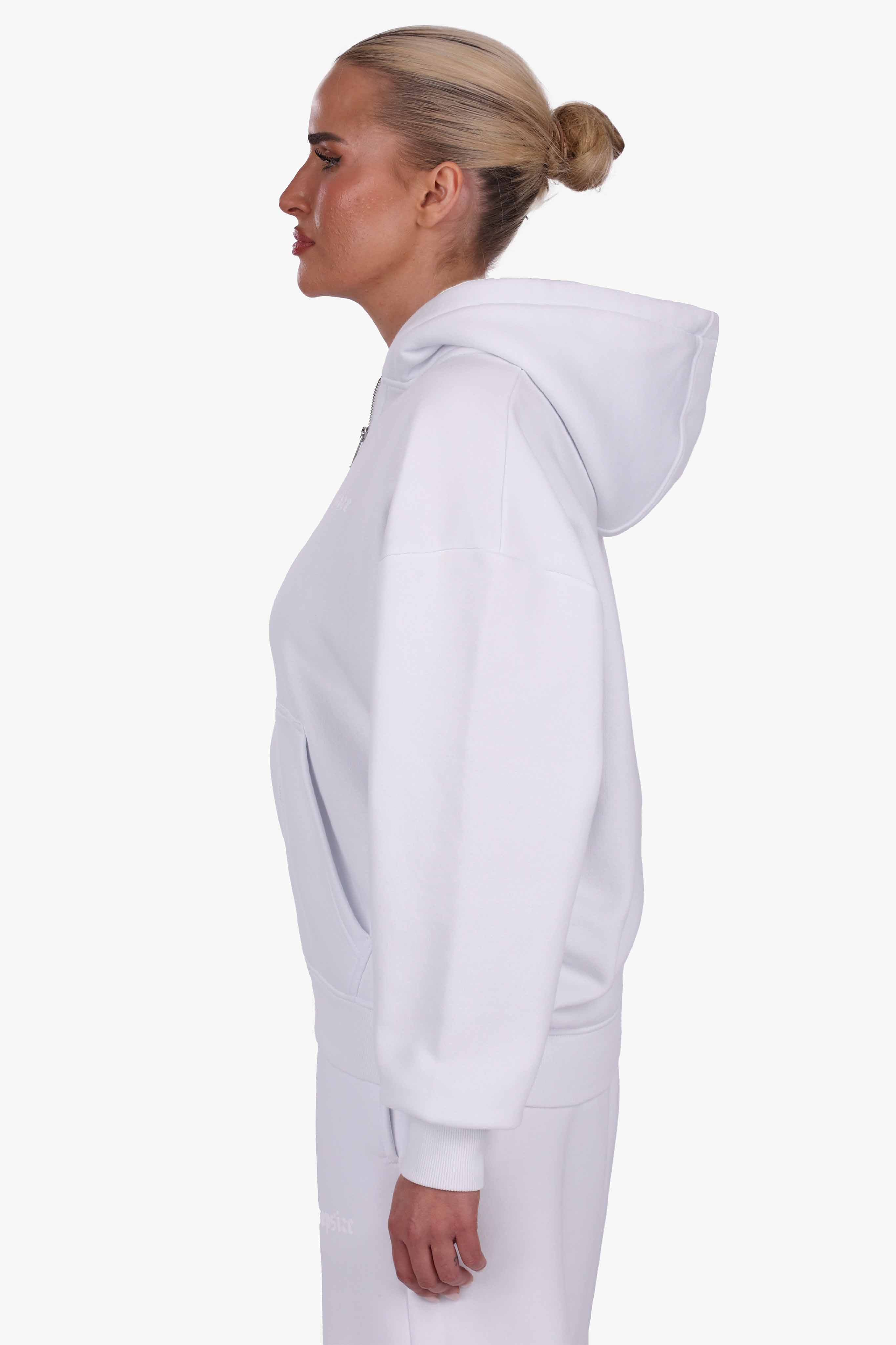 WOMEN BASIC COZY ZIP-HOODIE WHITE