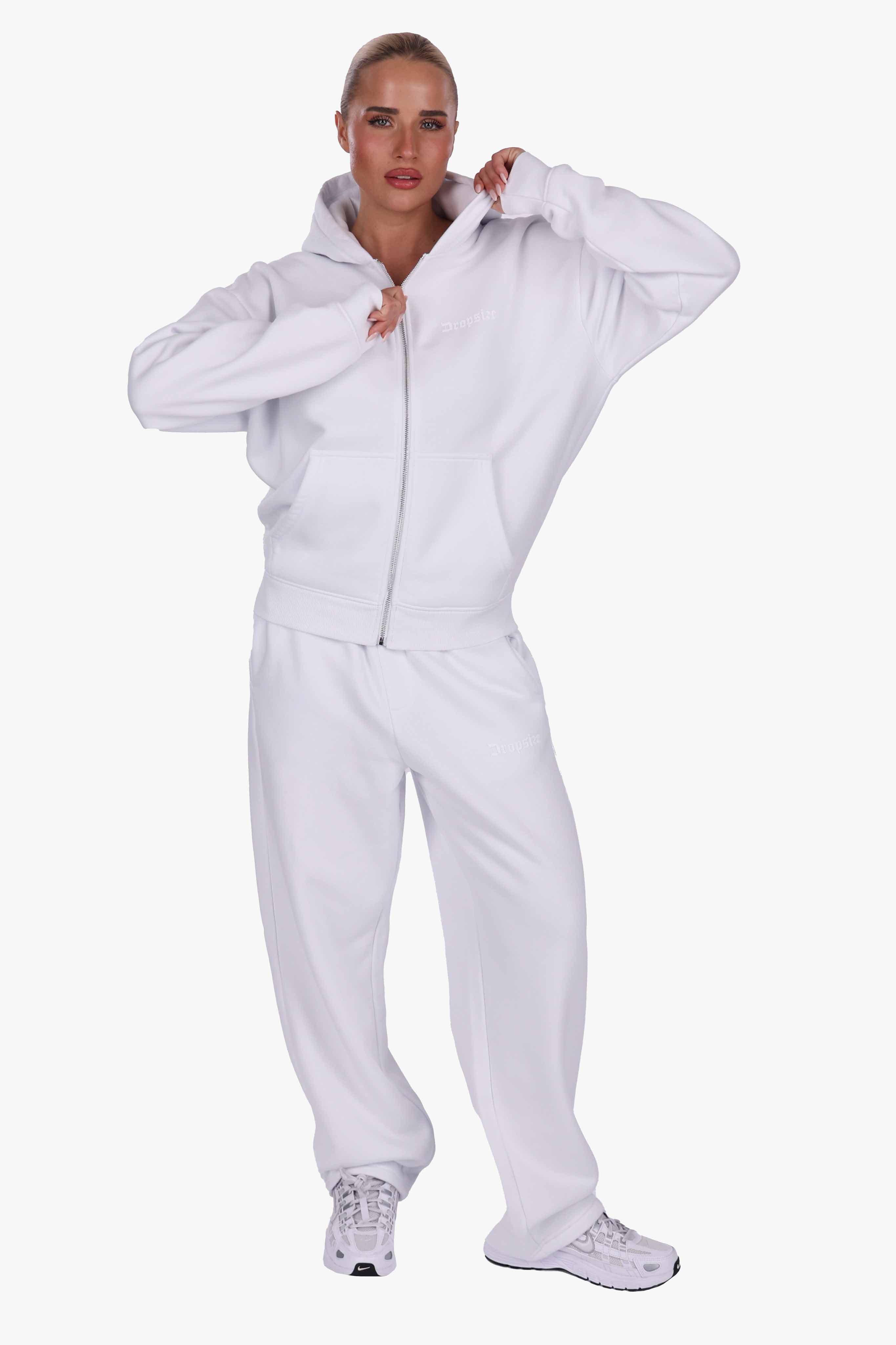 WOMEN BASIC COZY ZIP-HOODIE WHITE