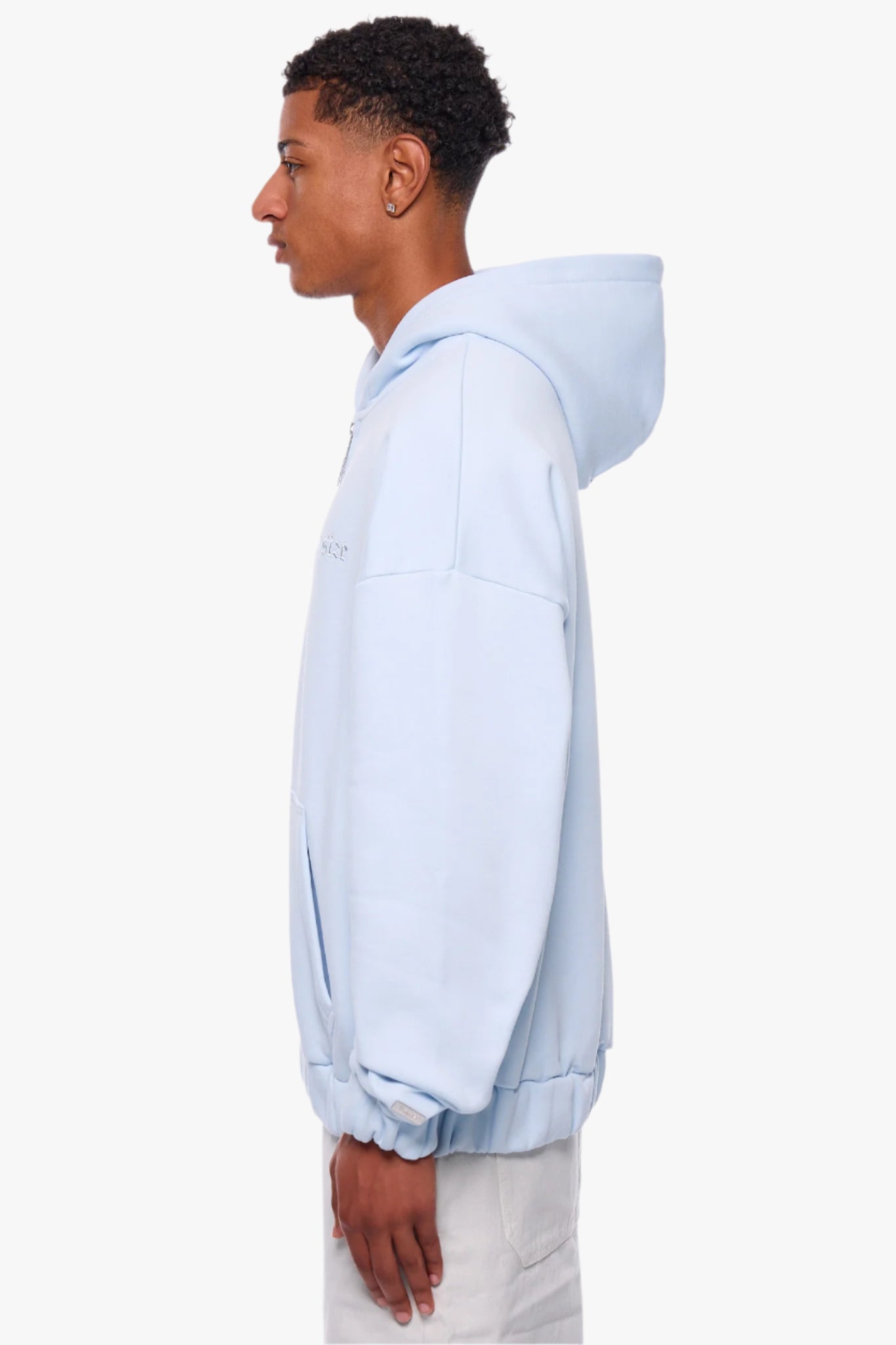 HEAVY OVERSIZE EMBO ZIP HOODIE ICE MELT