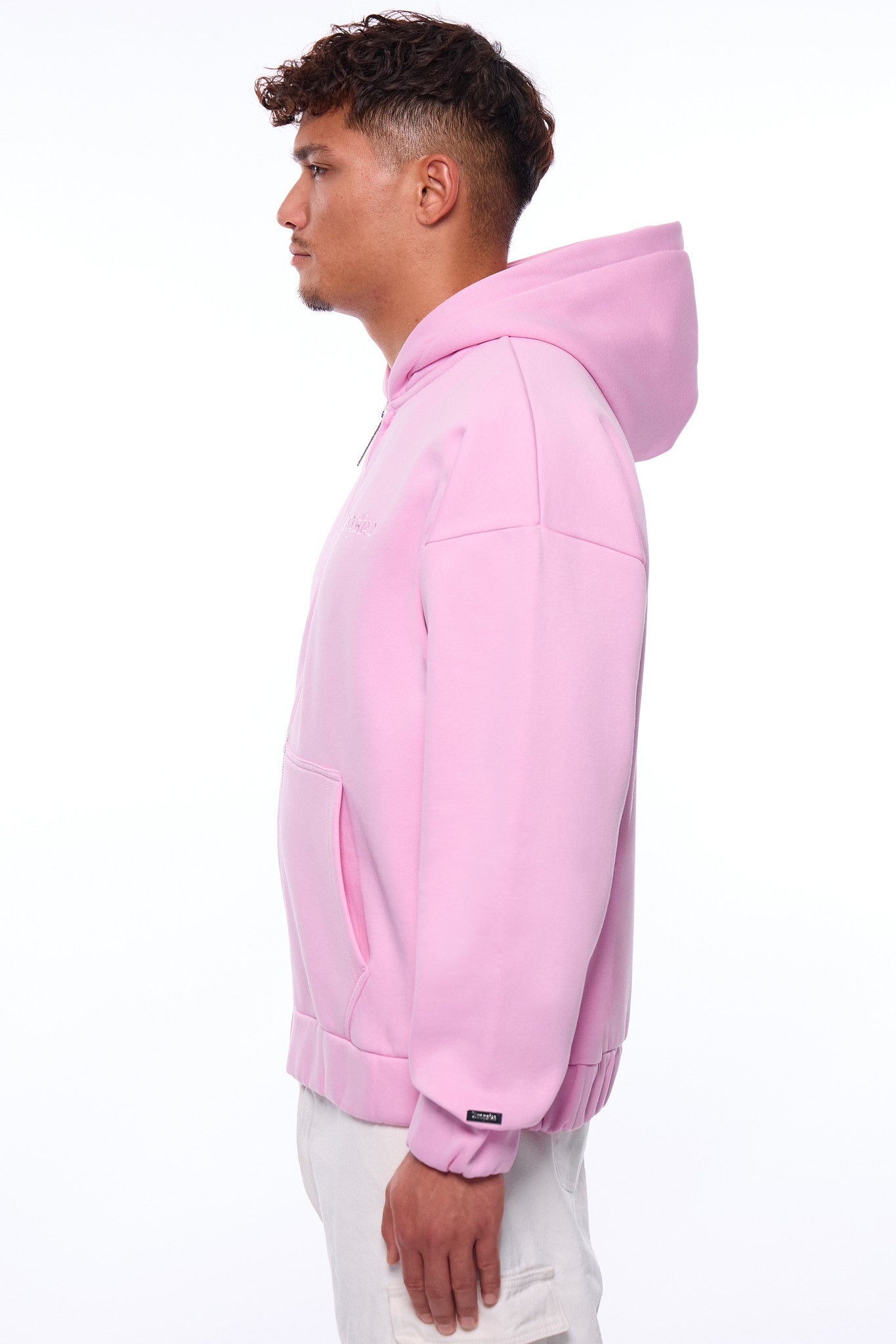 SUPER HEAVY OVERSIZE BLANK ZIP HOODIE PINK