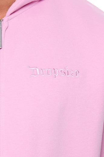 SUPER HEAVY OVERSIZE BLANK ZIP HOODIE PINK