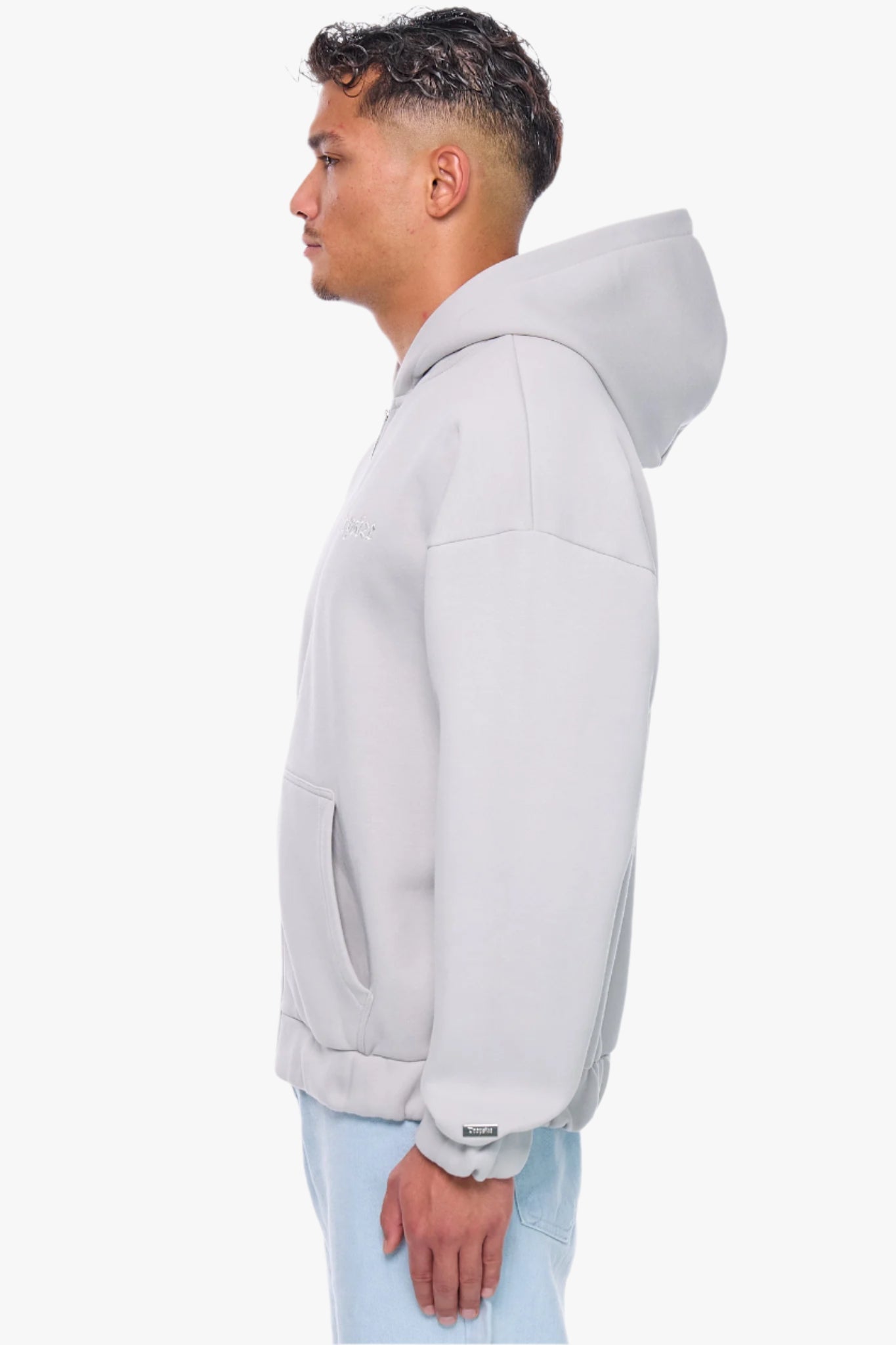 HEAVY OVERSIZE EMBO ZIP HOODIE VAPOR BLUE