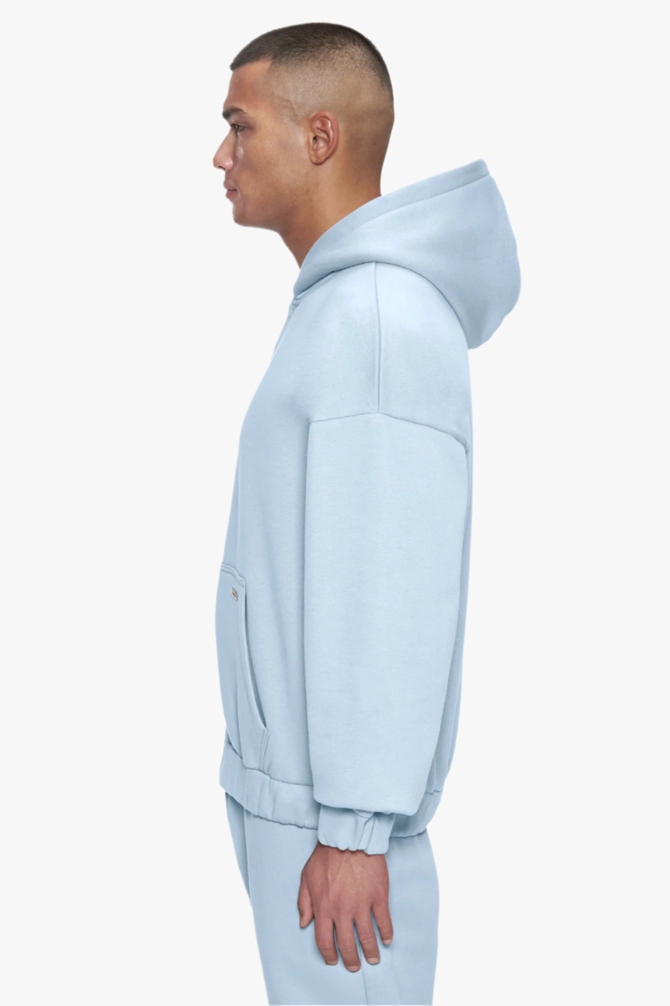 OVERSIZE METAL PATCH ZIP HOODIE BABY BLUE