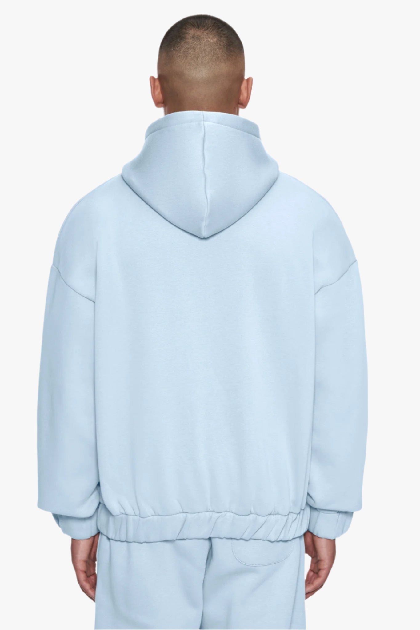 OVERSIZE METAL PATCH ZIP HOODIE BABY BLUE