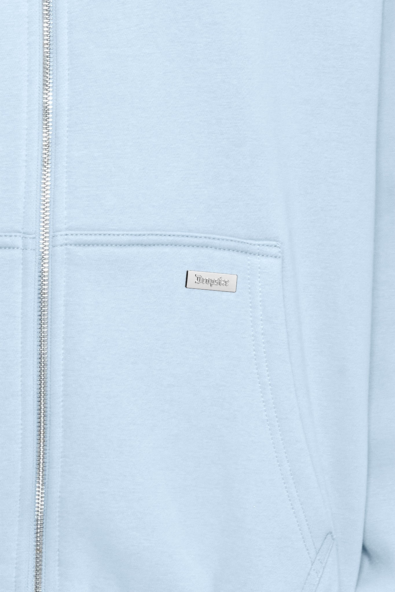 OVERSIZE METAL PATCH ZIP HOODIE BABY BLUE