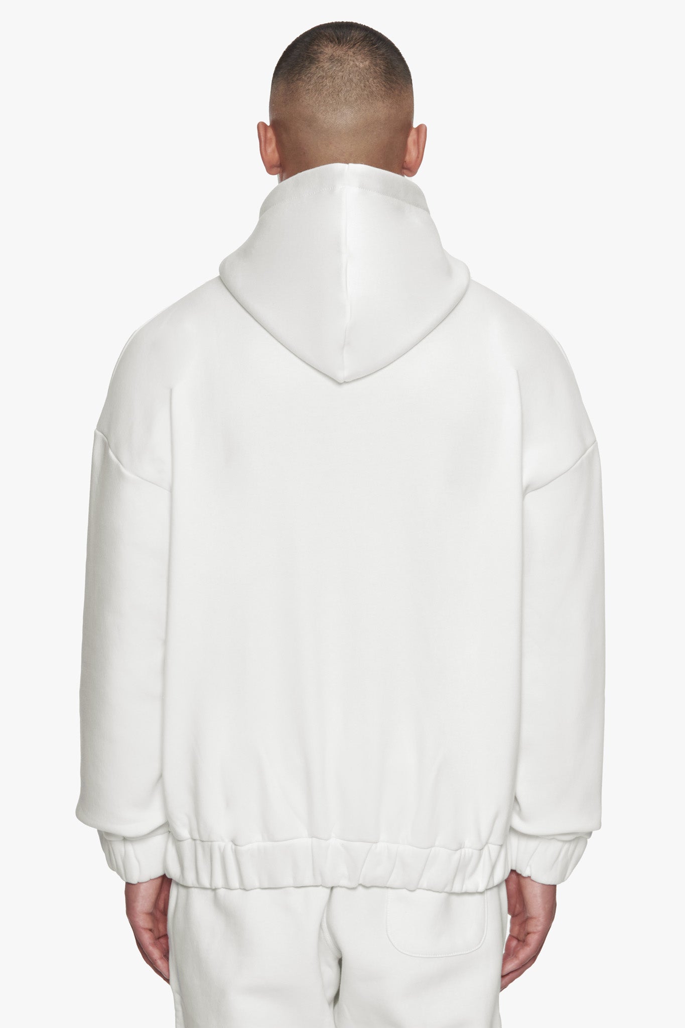 OVERSIZE METAL PATCH ZIP HOODIE CREAM WHITE