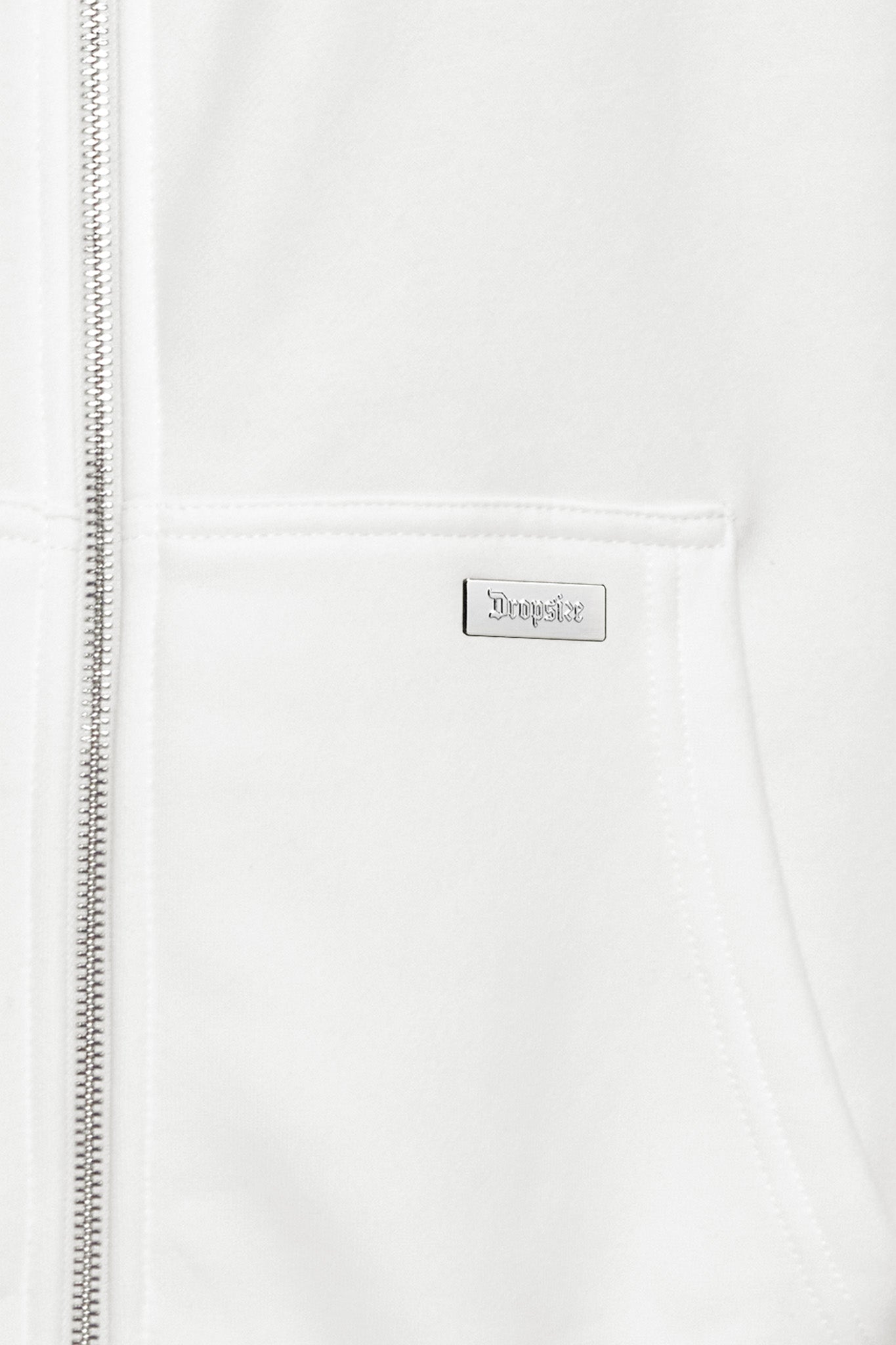 OVERSIZE METAL PATCH ZIP HOODIE CREAM WHITE