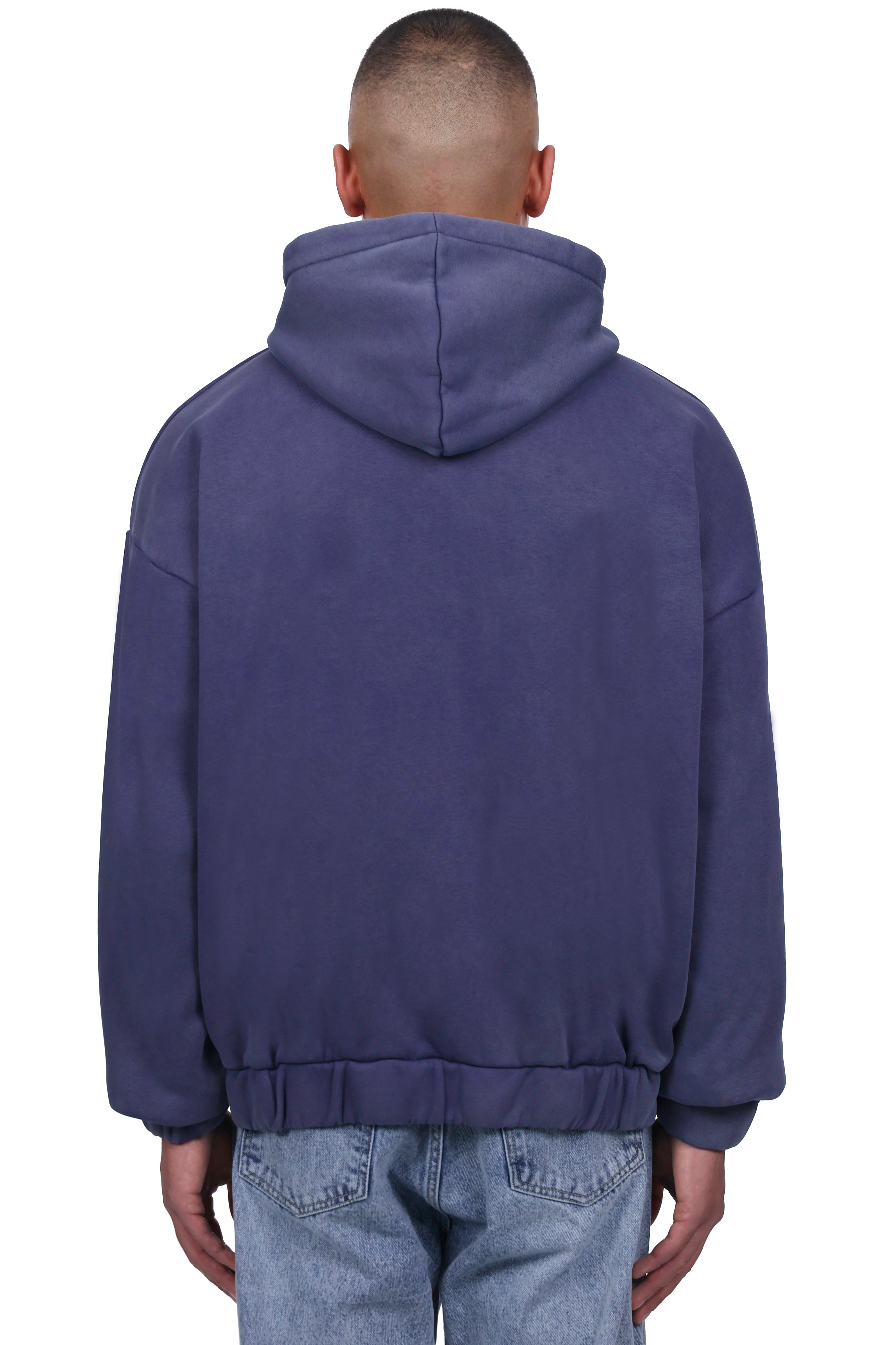 OVERSIZE METAL PATCH ZIP-HOODIE INDIGO