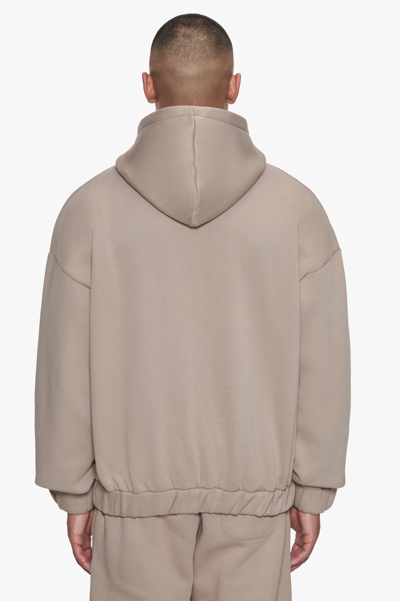 OVERSIZE METAL PATCH ZIP HOODIE SIMPLY TAUPE