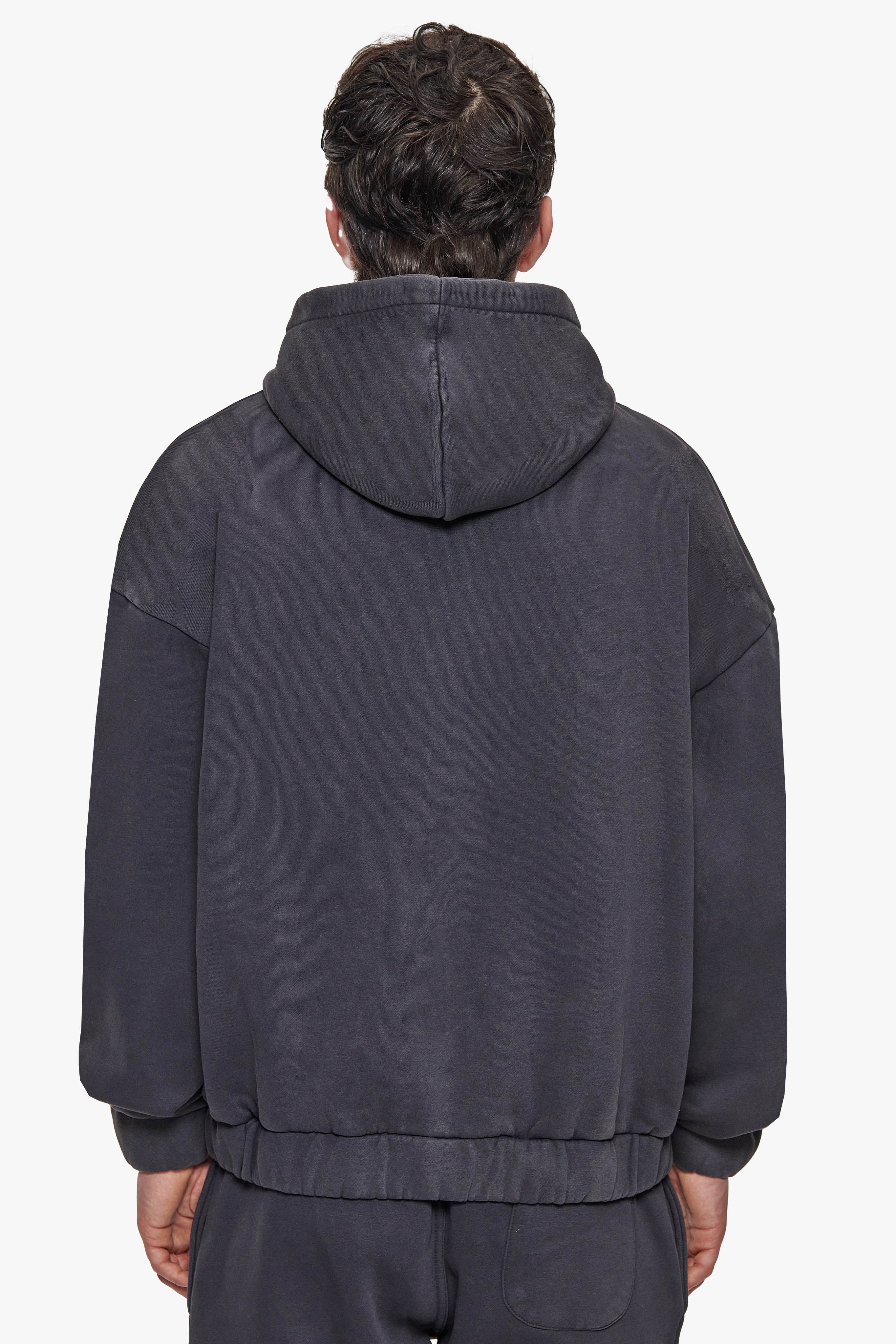 OVERSIZE METAL PATCH ZIP HOODIE VINTAGE BLACK