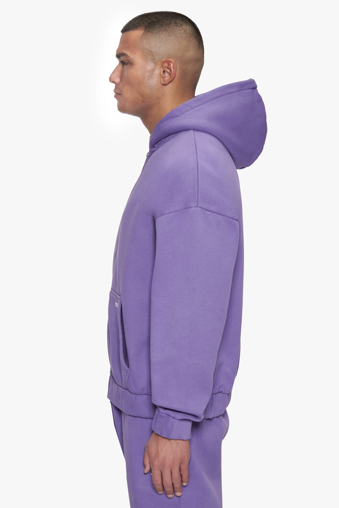 OVERSIZE METAL PATCH ZIP HOODIE WASHED PURPLE