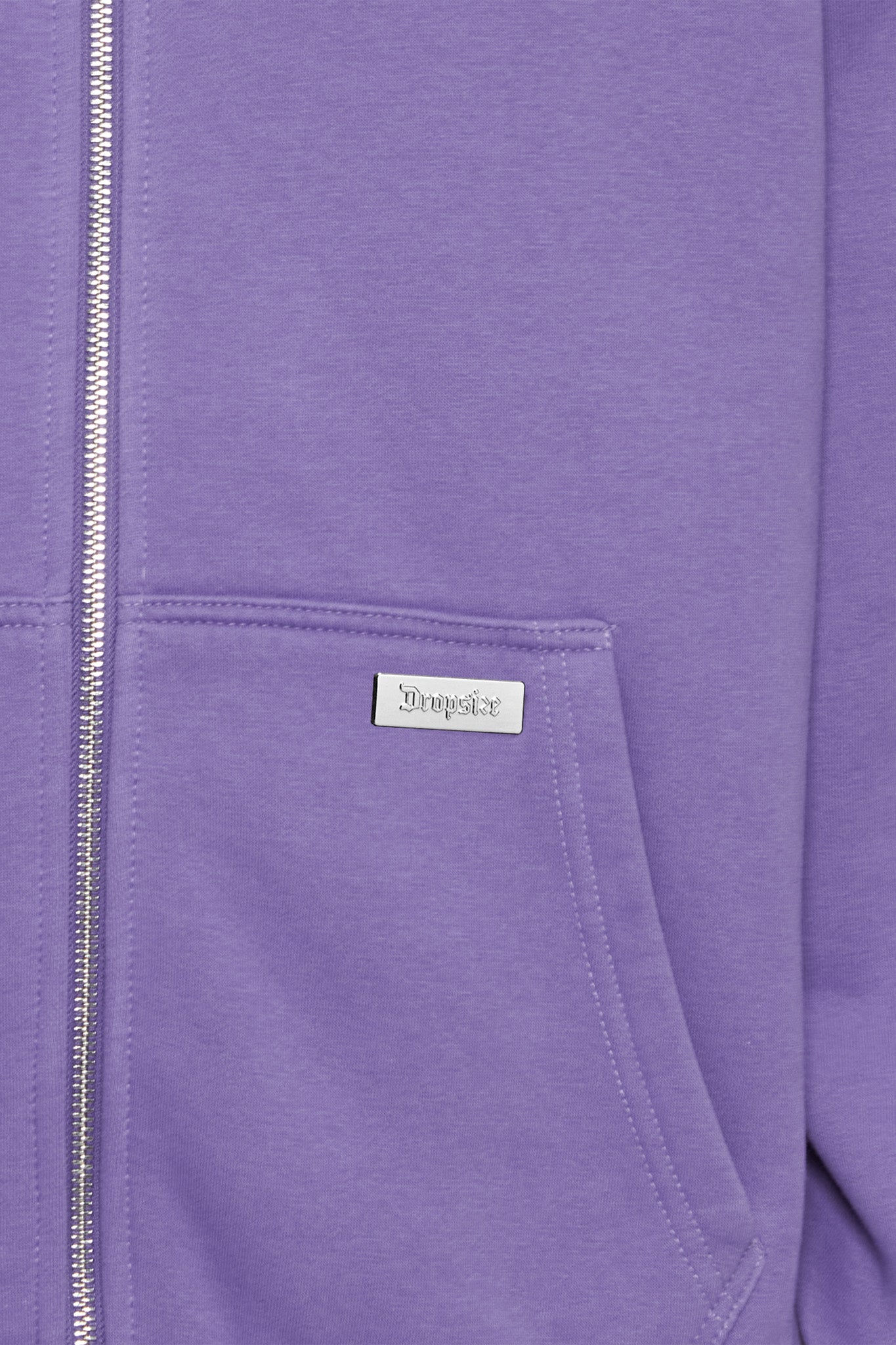 OVERSIZE METAL PATCH ZIP HOODIE WASHED PURPLE