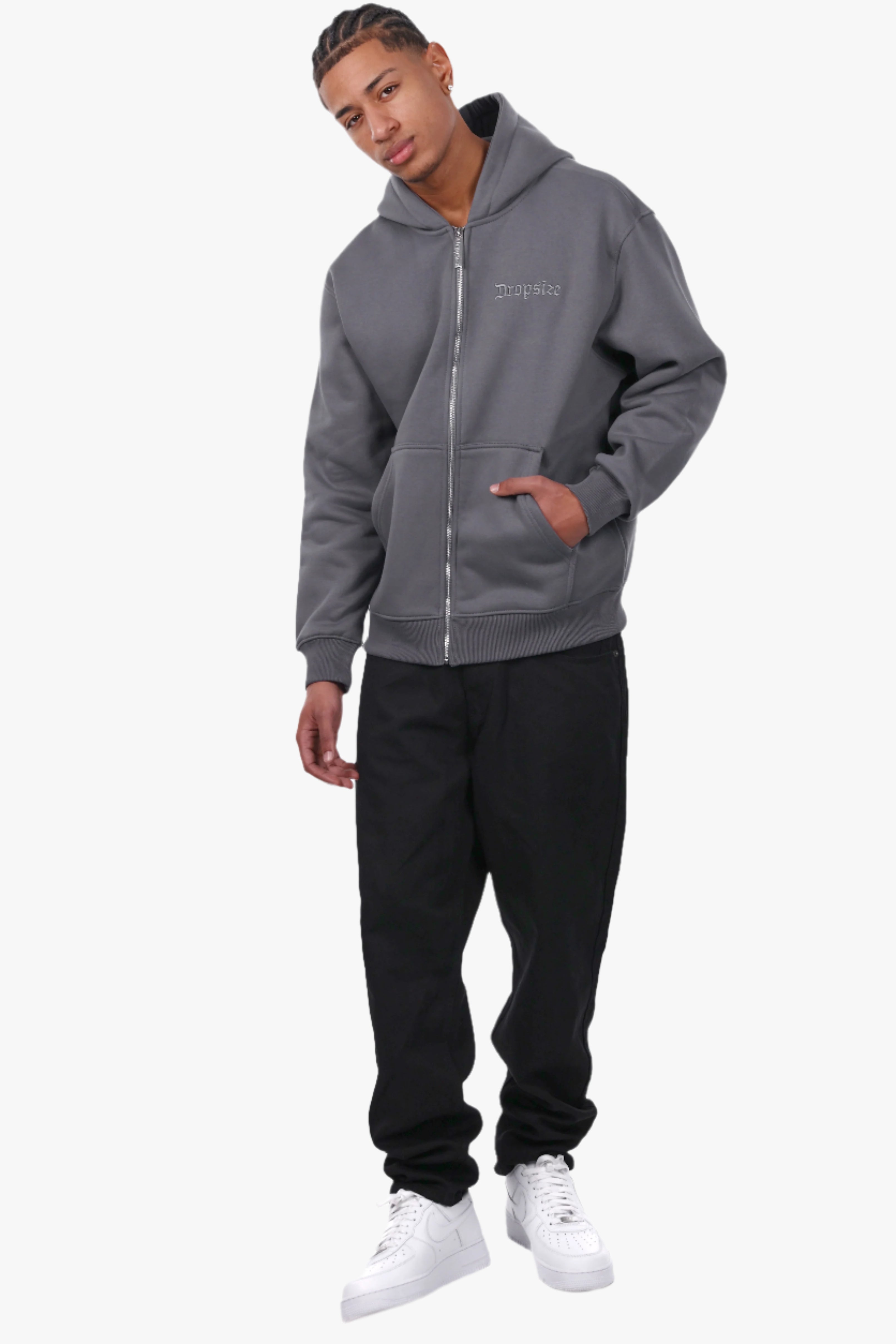 REGULAR FIT ZIP-HOODIE STEEL GREY