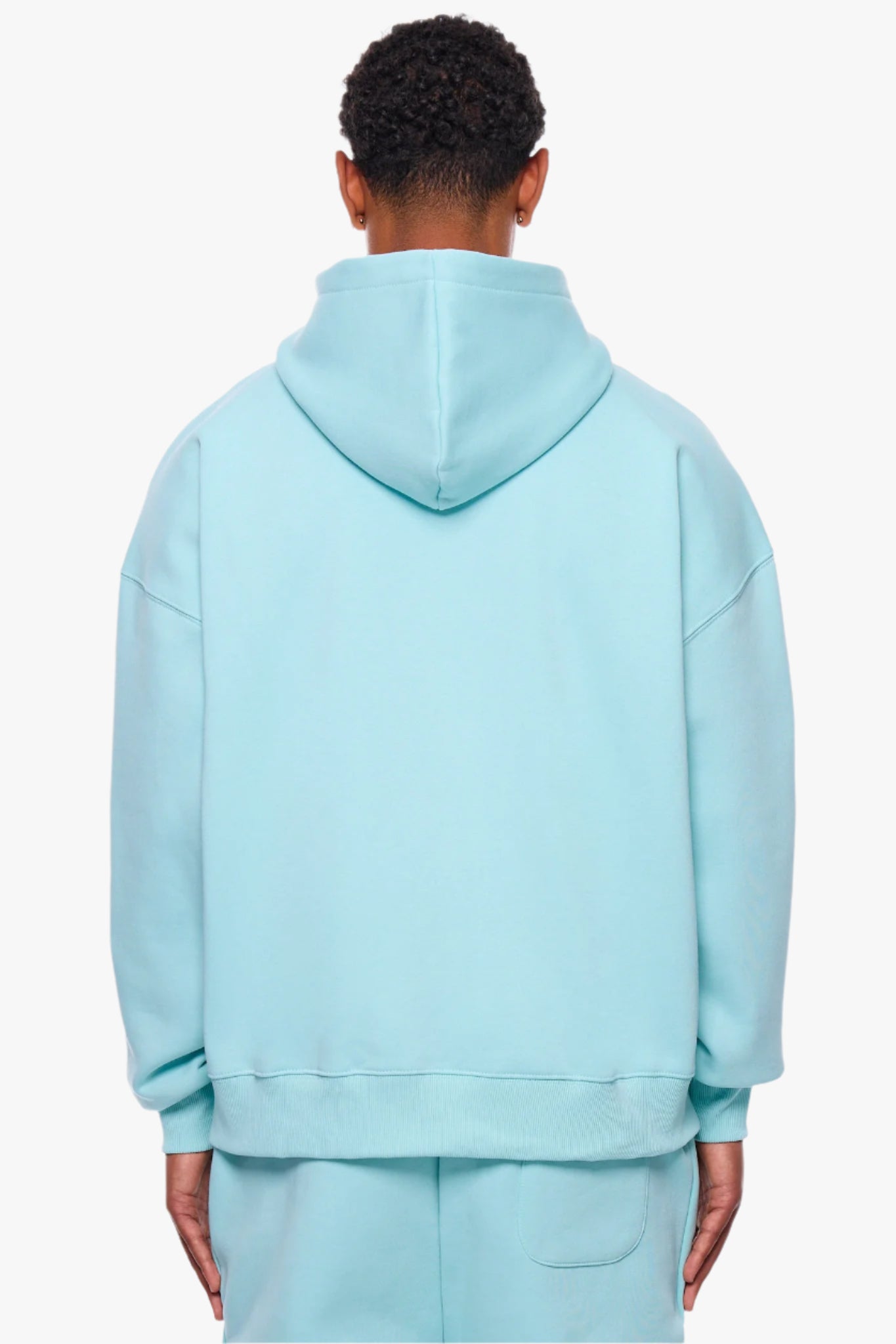 HEAVY OVERSIZE LOGO ZIP HOODIE TURQUOISE