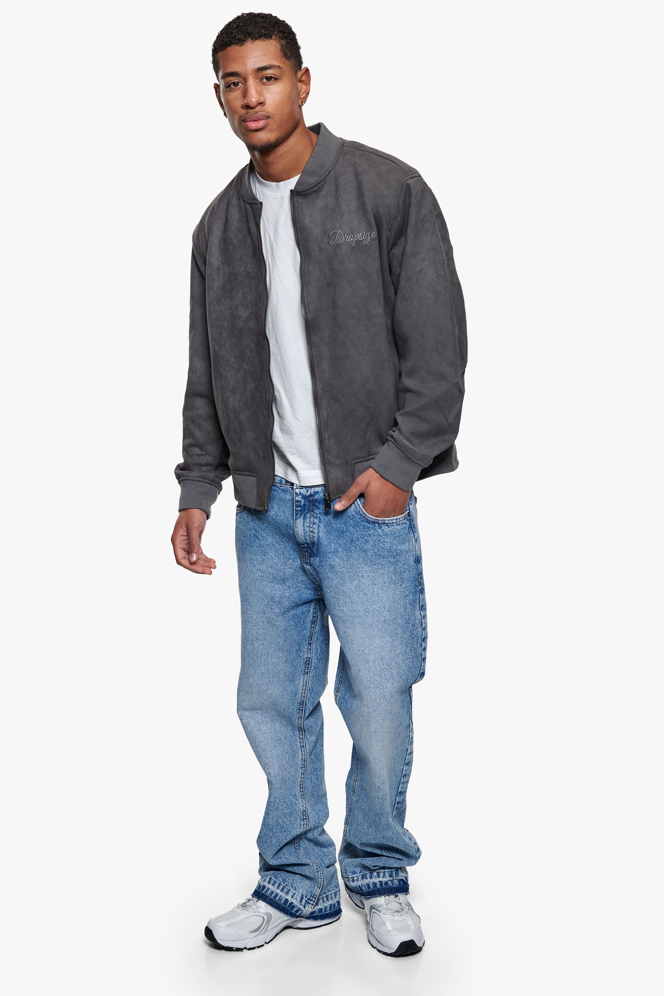 SUEDE BOMBER JACKET ANTHRACITE