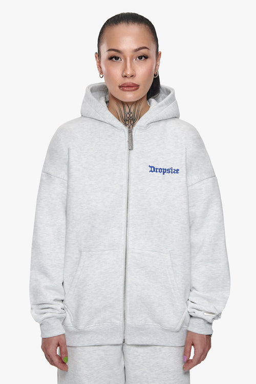 WOMENS BASIC ZIP HOODIE GREY MELANGE