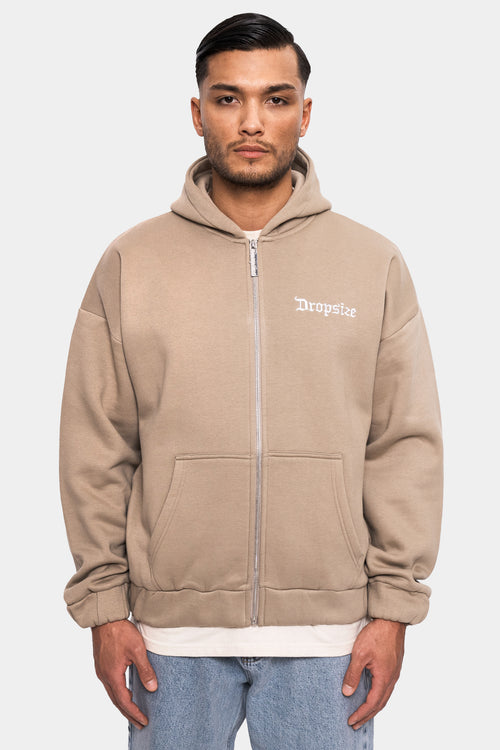 SUPER HEAVY OVERSIZE BLANK ZIP HOODIE WEATHERED TEAK