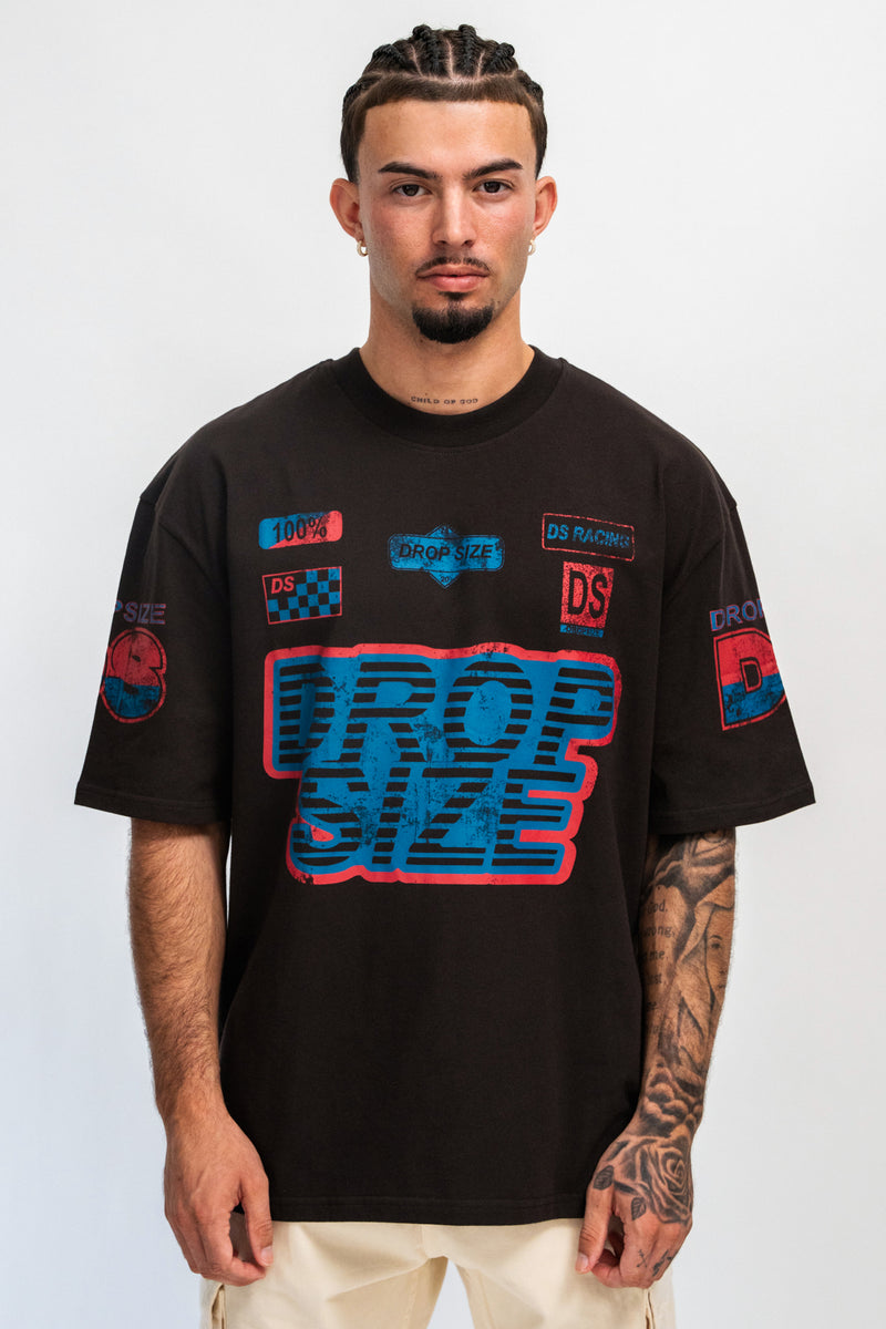 HEAVY RACING T-SHIRT WASHED BLACK