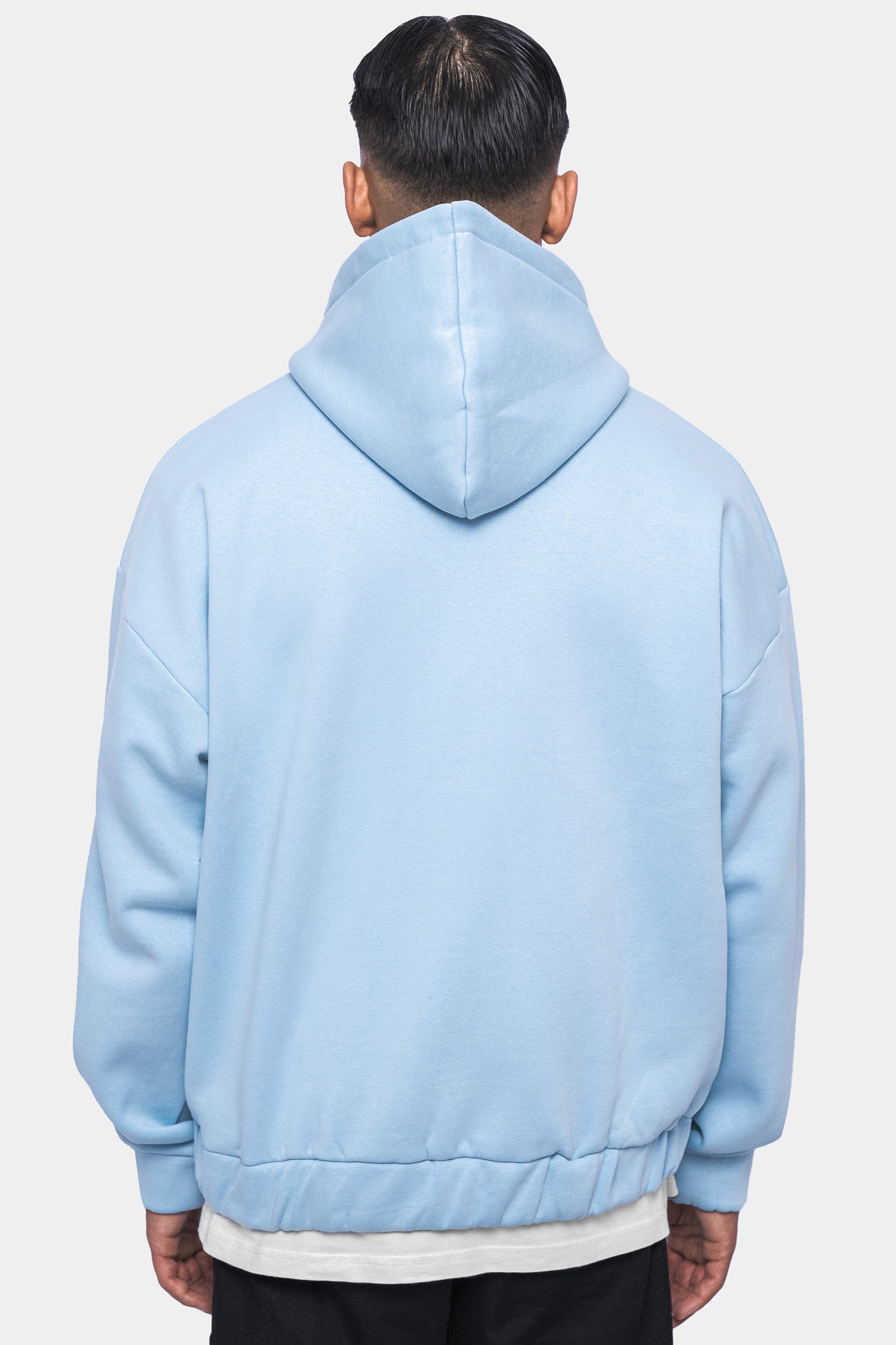 SUPER HEAVY OVERSIZE BLANK ZIP HOODIE BABY BLUE