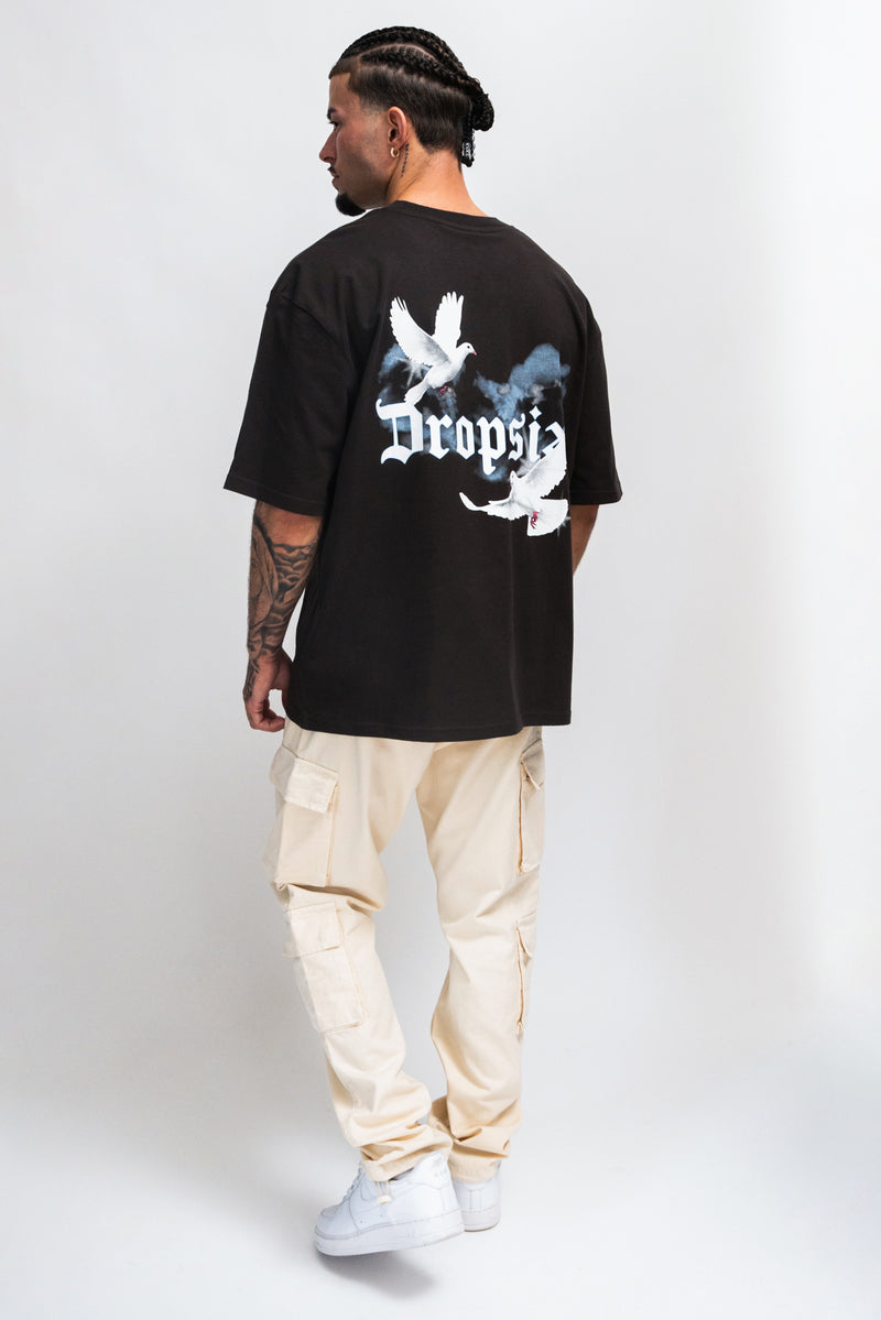 HEAVY CLOUD DOVE T-SHIRT WASHED BLACK