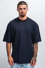 HEAVY OVERSIZE HD PRINT T-SHIRT WASHED NAVY