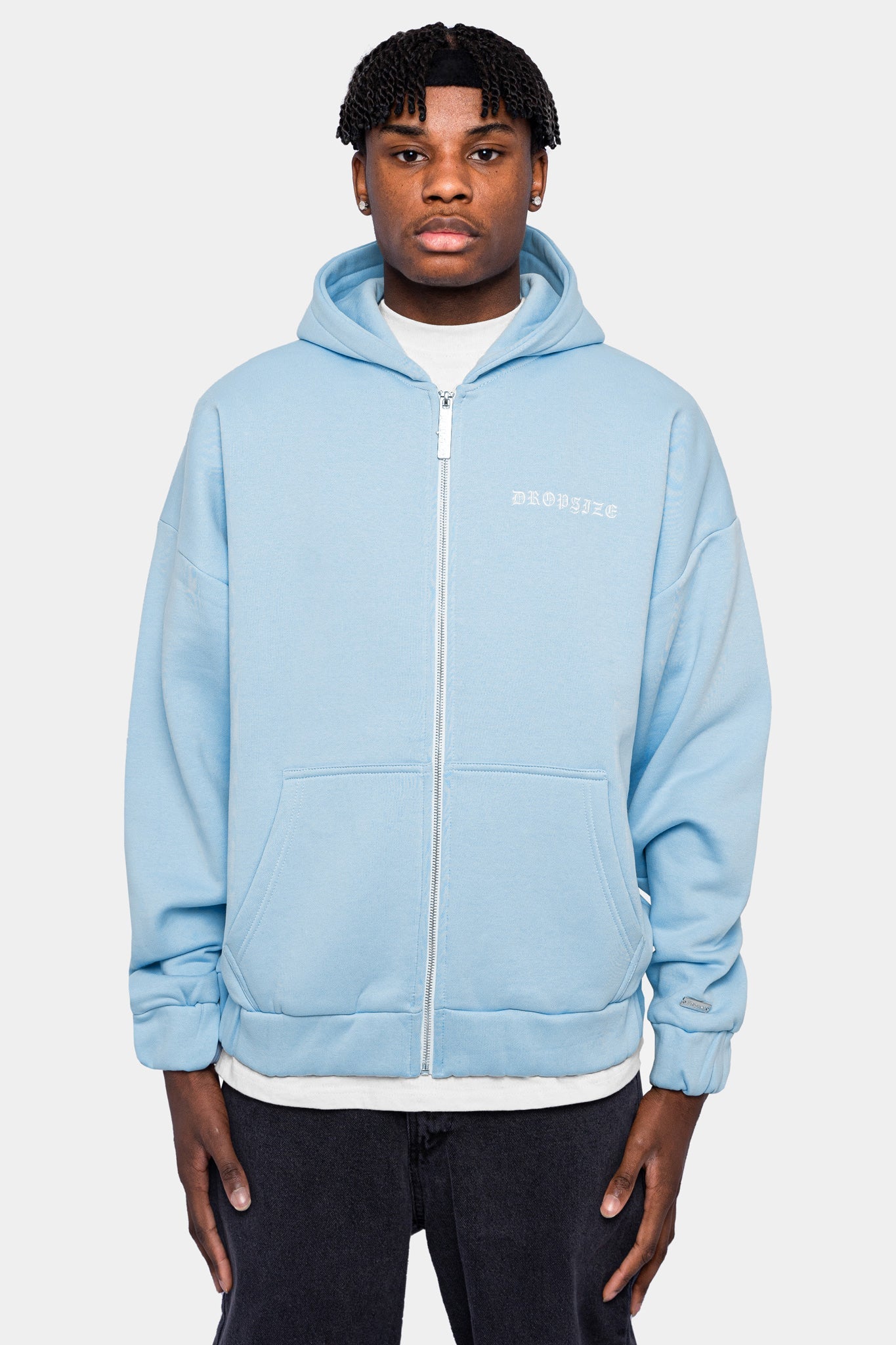 SUPER HEAVY OVERSIZED CRIME ZIP HOODIE BABY BLUE