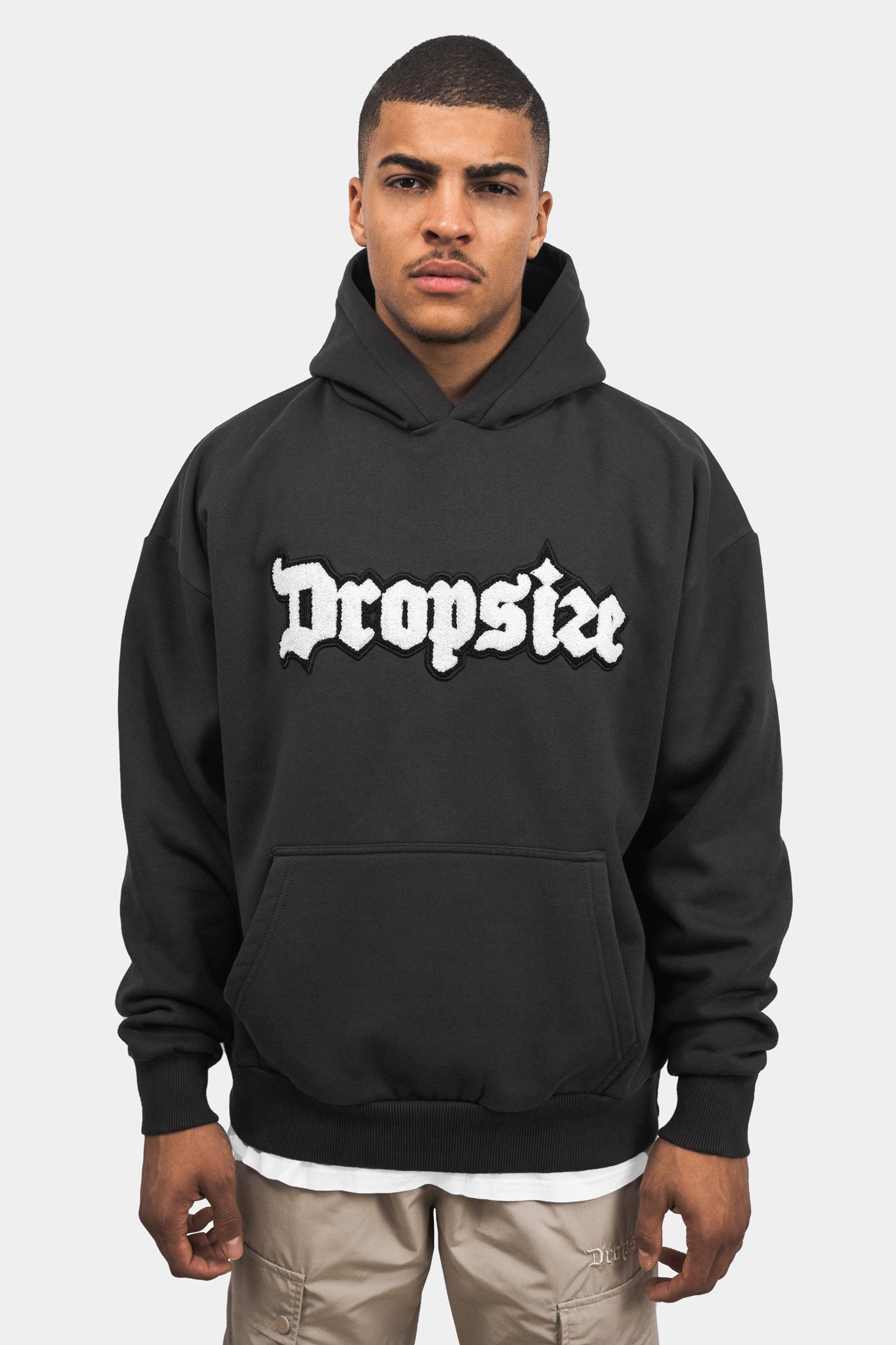 HEAVY OVERSIZE FROTTEE EMBO HOODIE WASHED BLACK