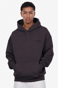 HEAVY OVERSIZE EMBO HOODIE WASHED BLACK