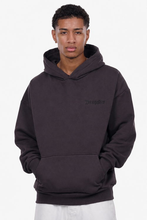 HEAVY OVERSIZE EMBO HOODIE WASHED BLACK
